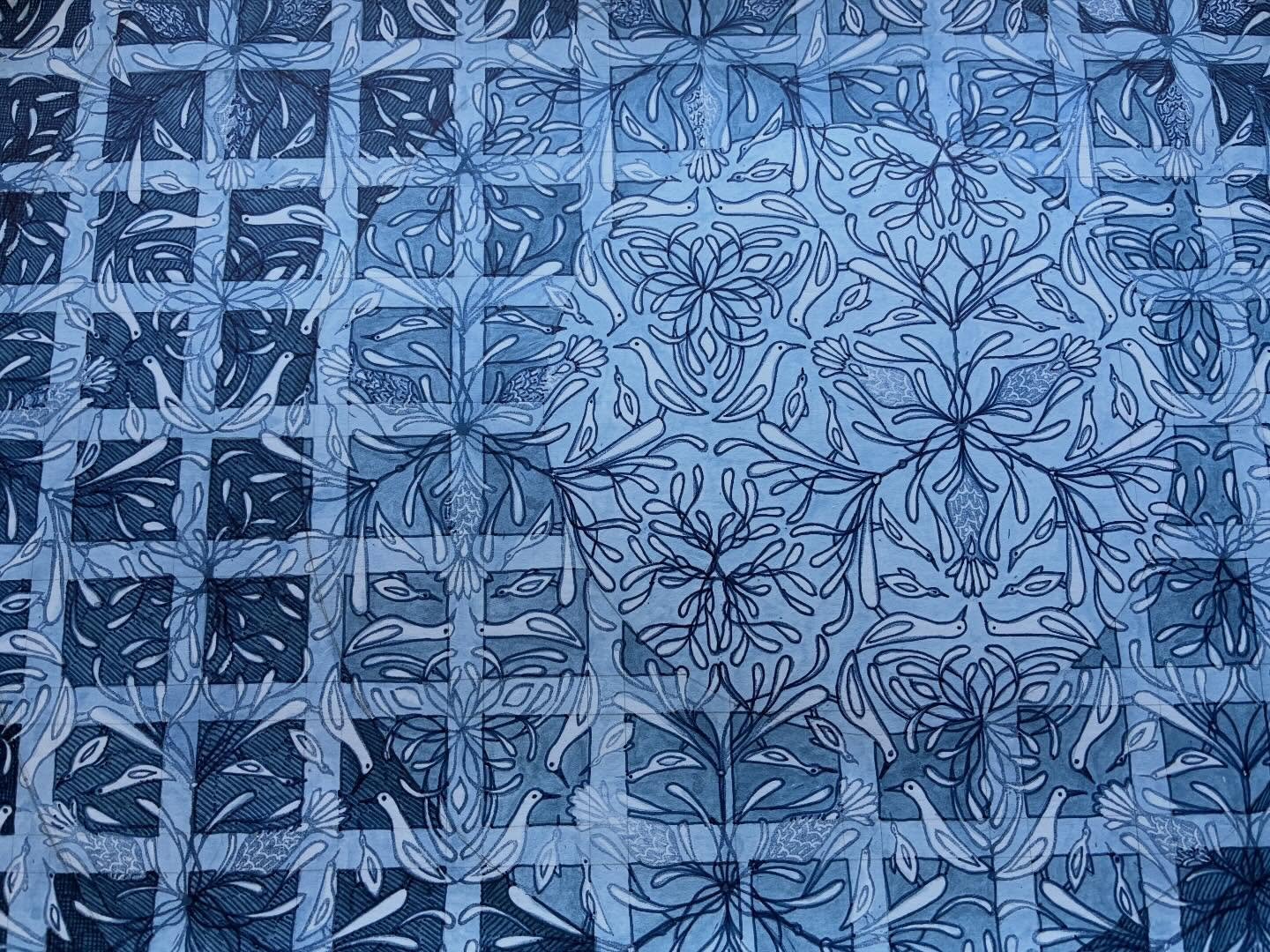 How the print from yesterday&rsquo;s stamp is looking so far (with a close-up).

I am really enjoying playing with these prints; the process is fun and relaxing.

#martaharveyart #handcarvedstamp #printmaking #stampsthatpattern