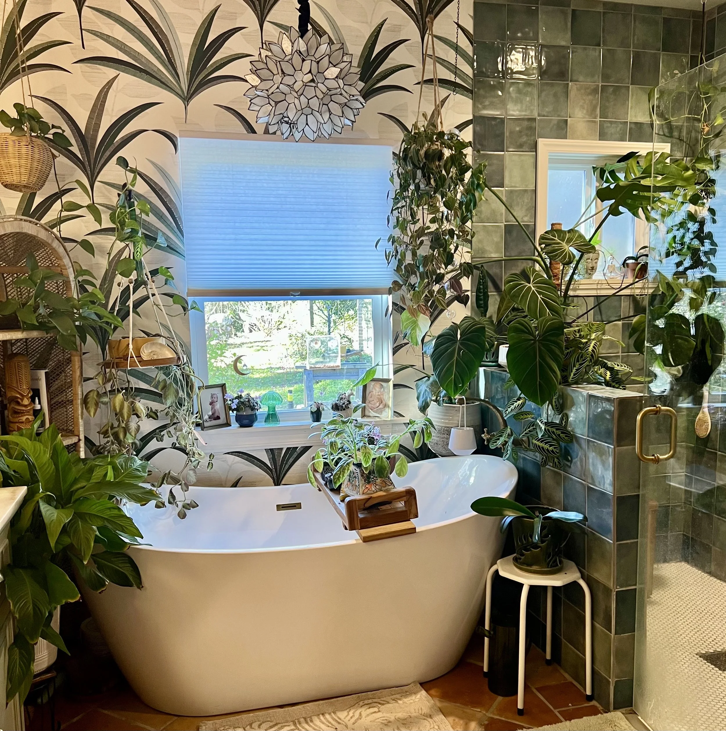 Photo of a bathroom with tropical plants