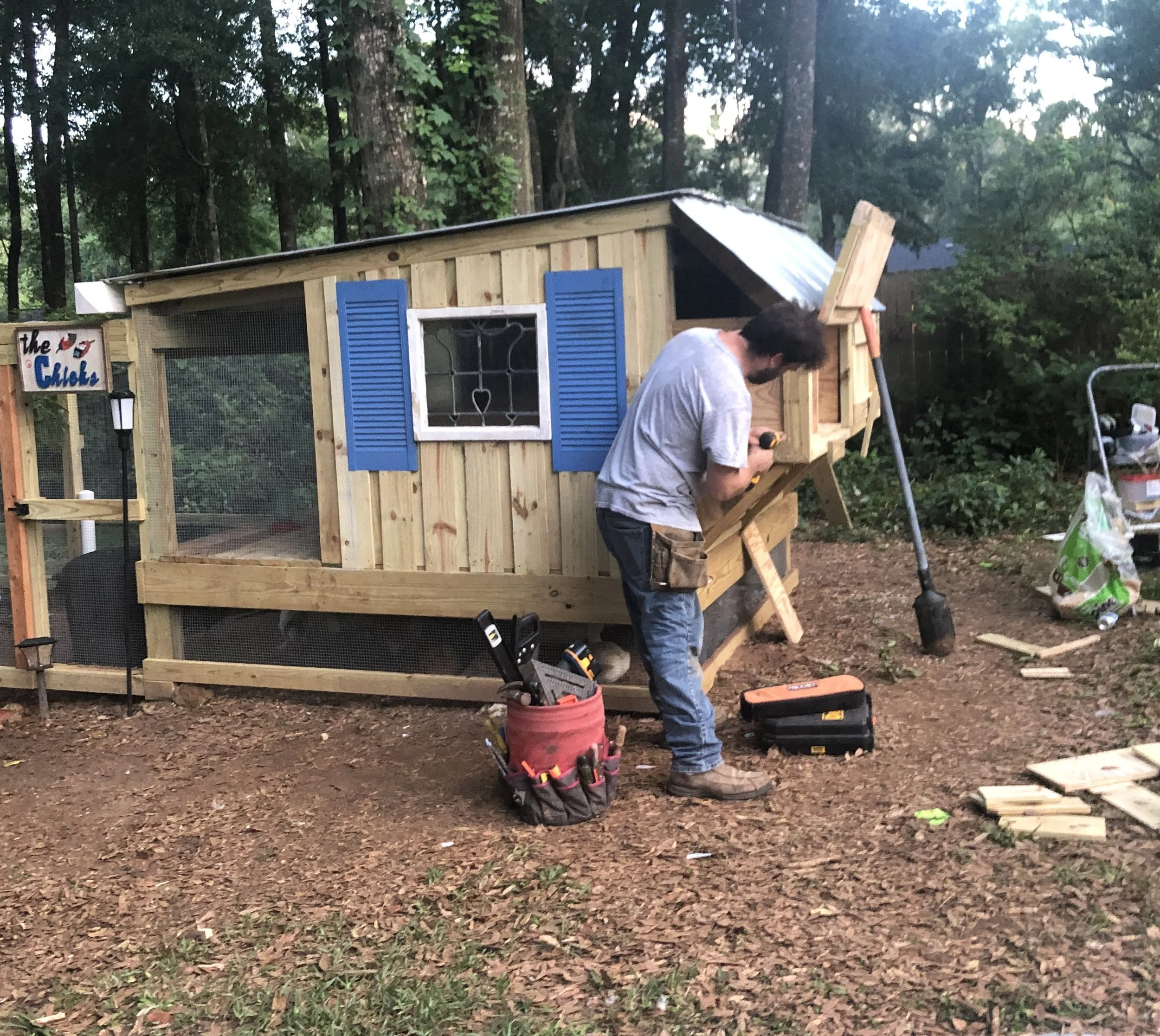 Hot guy building a chicken coop