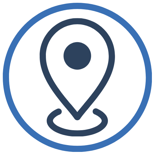 Icon of a location pin within a circle, indicating a map or location service.