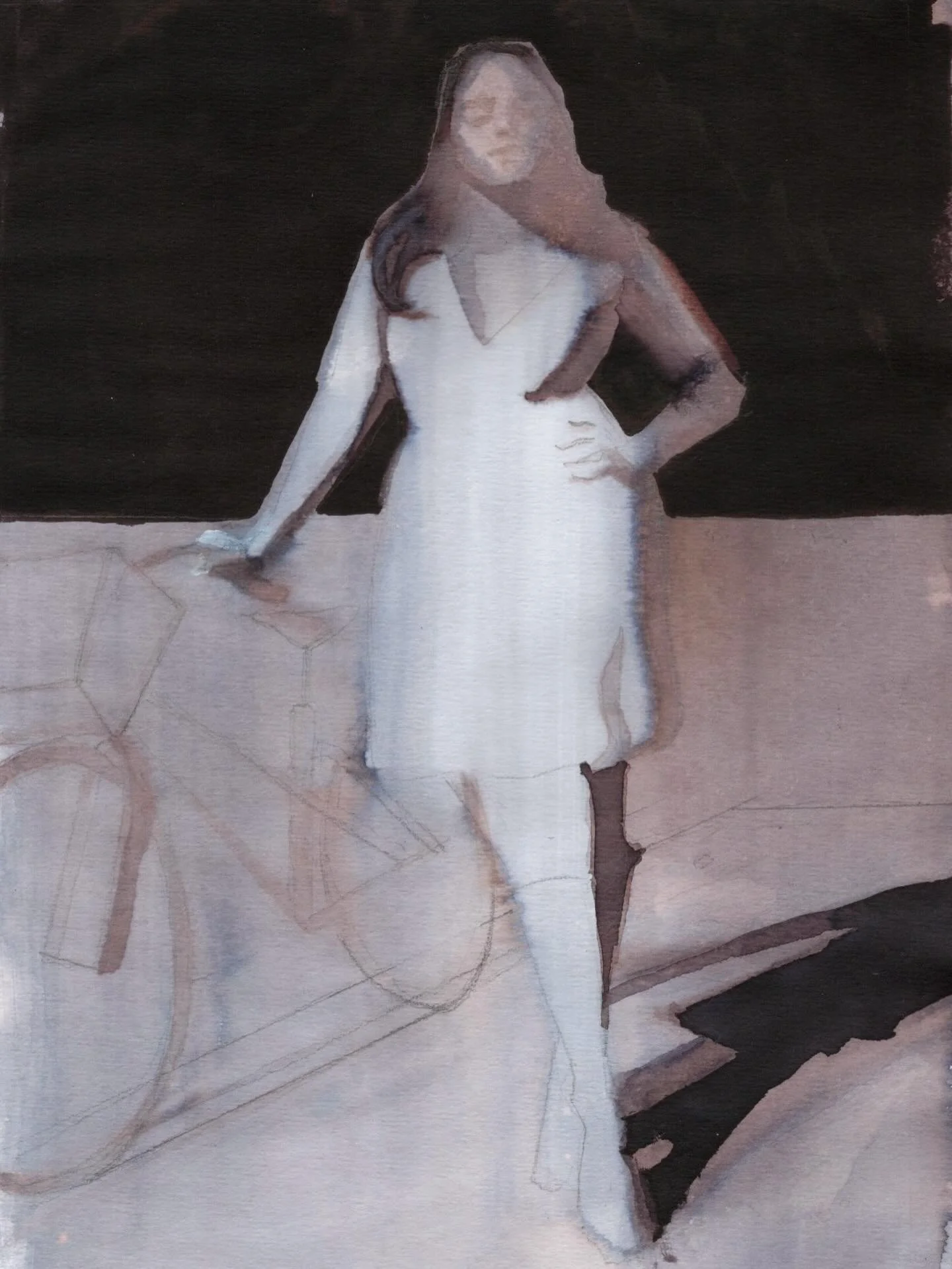 Ink on paper, five by seven
So many layers warped the page