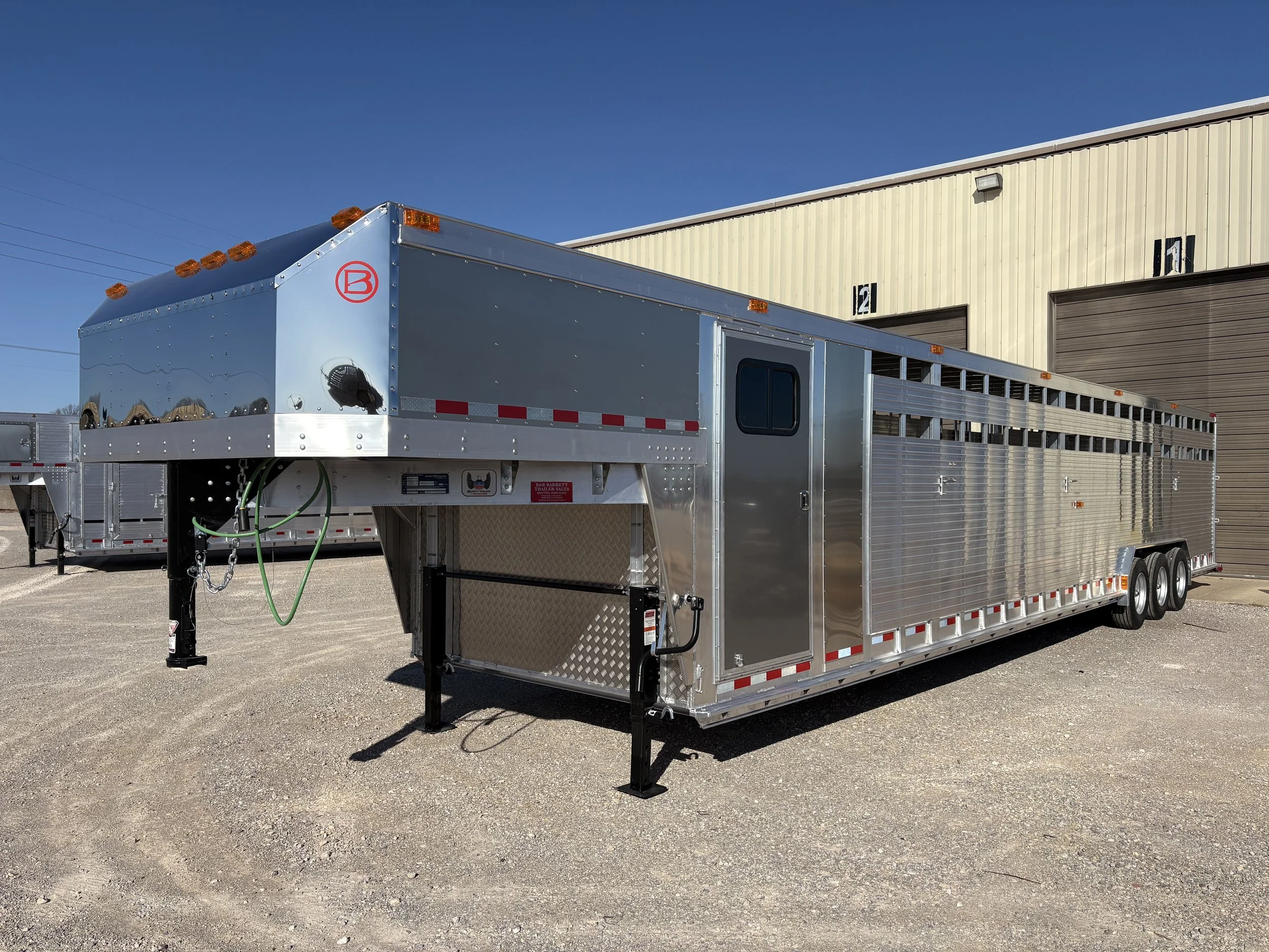 Custom livestock trailer hand-built by Barrett Trailers in Purcell, Oklahoma