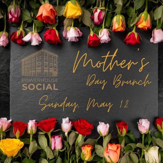 Happy Mother's Day from Powerhouse Social! 🌷 Bring mom down today to enjoy our delicious Chicken and Waffles 🍗🧇 and treat her to our special Mother's Day Sunrise Cocktail 🍹. It's the perfect way to show her how much she means to you. Relax on our