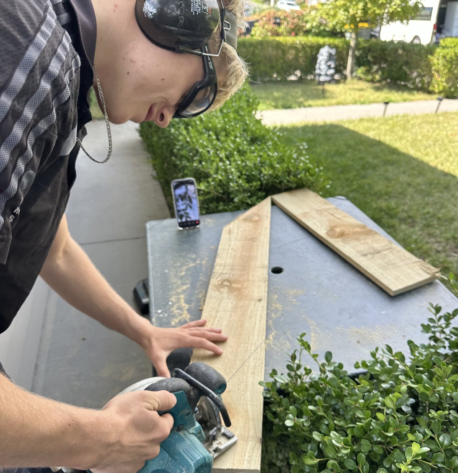 Timber being measured and cut for a custom garden gate in Shelly Park