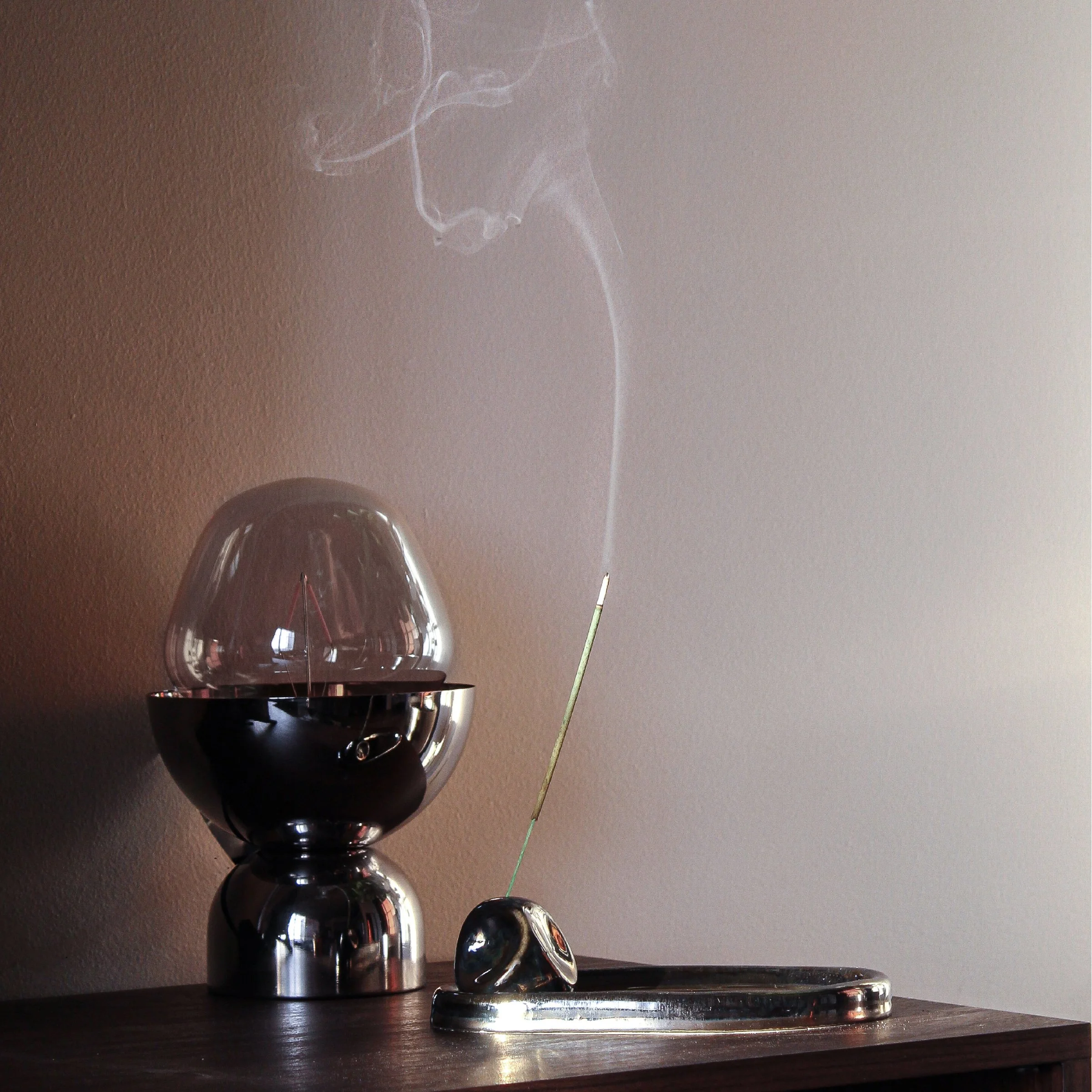 Handcrafted Ceramic Incense Holder Set | Unique One-of-a-Kind Design with a Palladium Glaze Finish-001-G.jpg