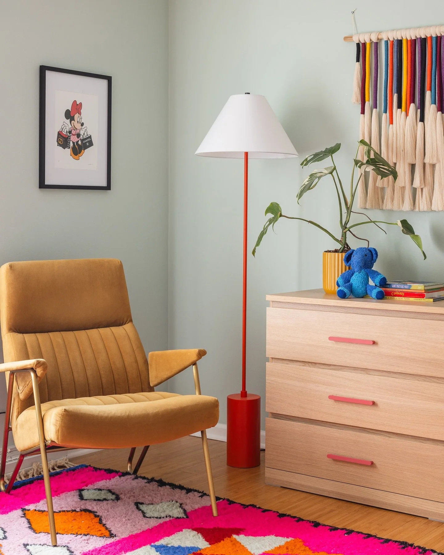 A playful modern nursery designed for my spunky cutie of a niece 😎💕
📸 @linea.photo 
Stylin: @stylewithbrit 
 #candacemaryinteriors #chicagodesigner #modernnursery #housebeautiful #colorfulnursery