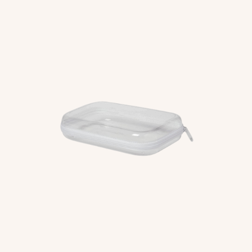 Clear pencil case for packing liquids in a carry on