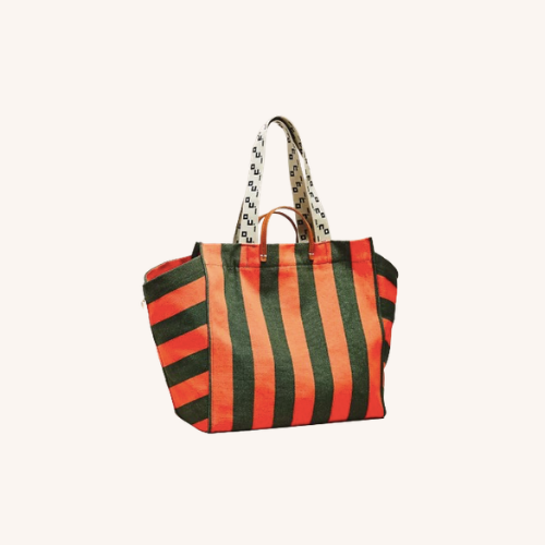 army green and poppy tote