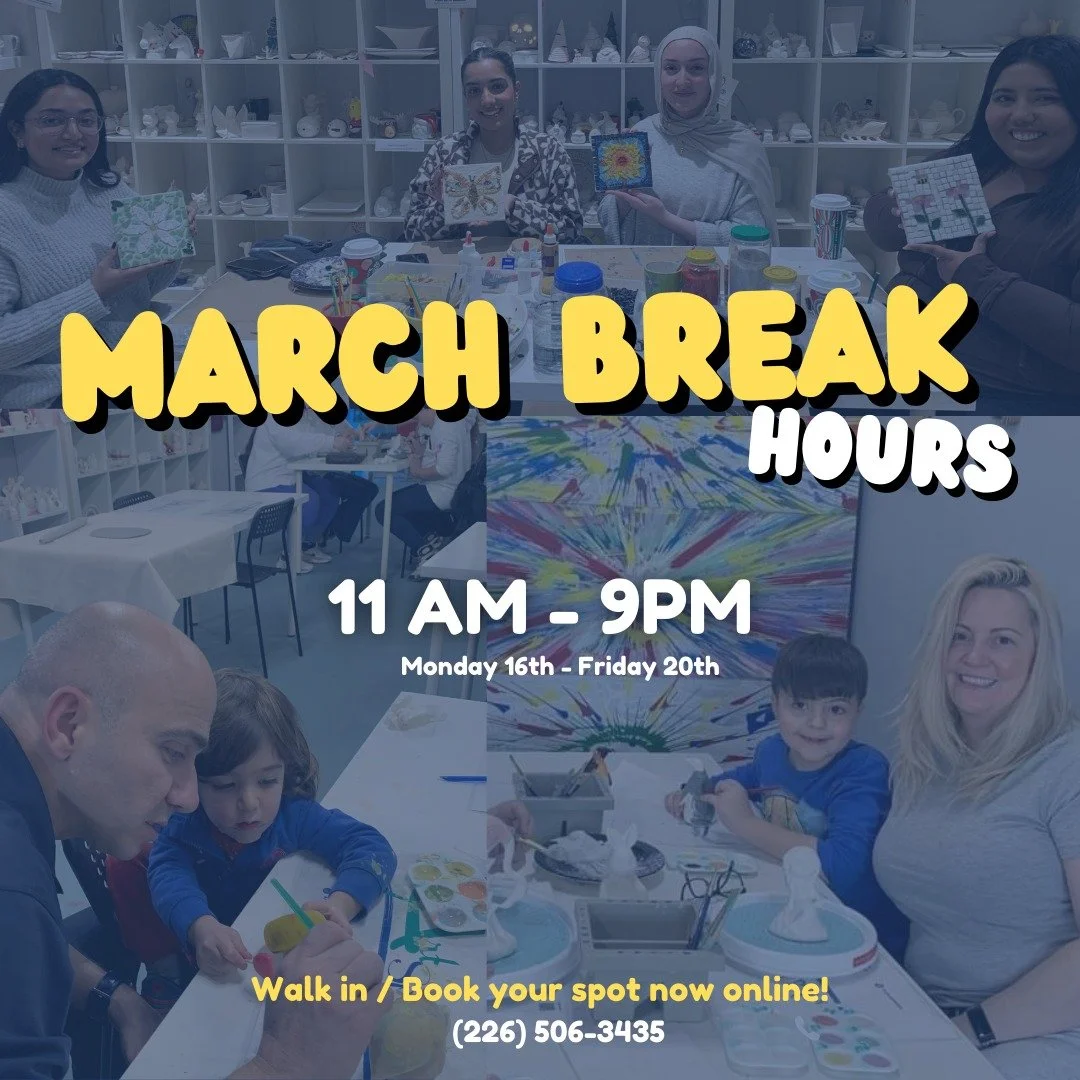 March Break Hours Update! 🎨
We&rsquo;re open 11 AM &ndash; 9 PM all week for walk-ins + appointments! Spots are limited, so be sure to secure your table through the link in our bio before they fill up! or give us a call!✨