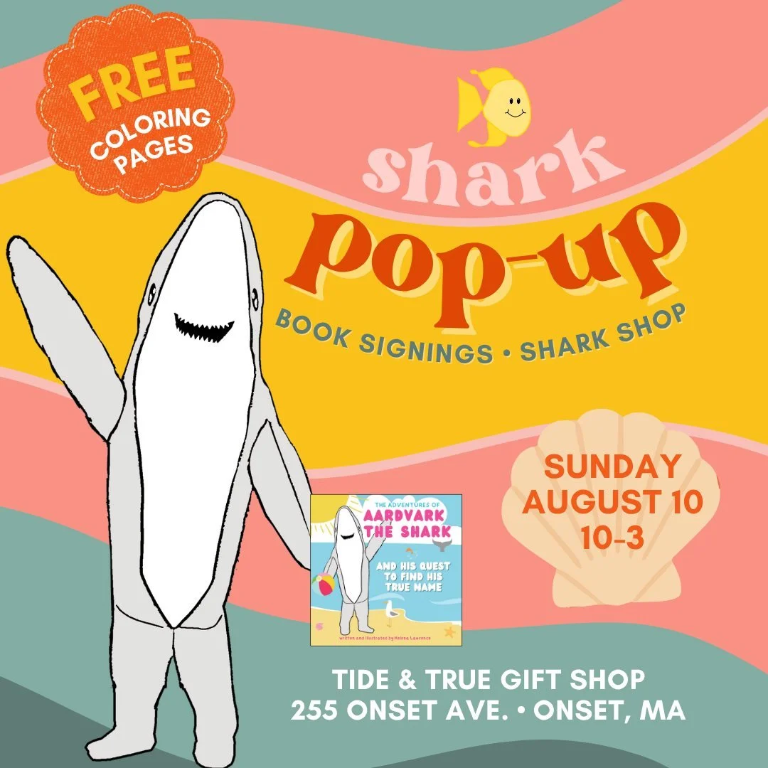 Aardvark the Shark is trading in his swim fins for sparkles! Join us at the Mermaid Party at Tide &amp; True in Onset, MA TOMORROW Sunday, August 10 for a day of sea magic, shimmer, and surprises! 🧜&zwj;♀️🦈💖

There will be:
🧜&zwj;♀️ Mermaid Hair
