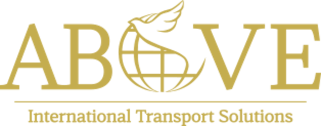 Logo for ABVE International Transport Solutions, featuring a globe with an airplane and a feather.