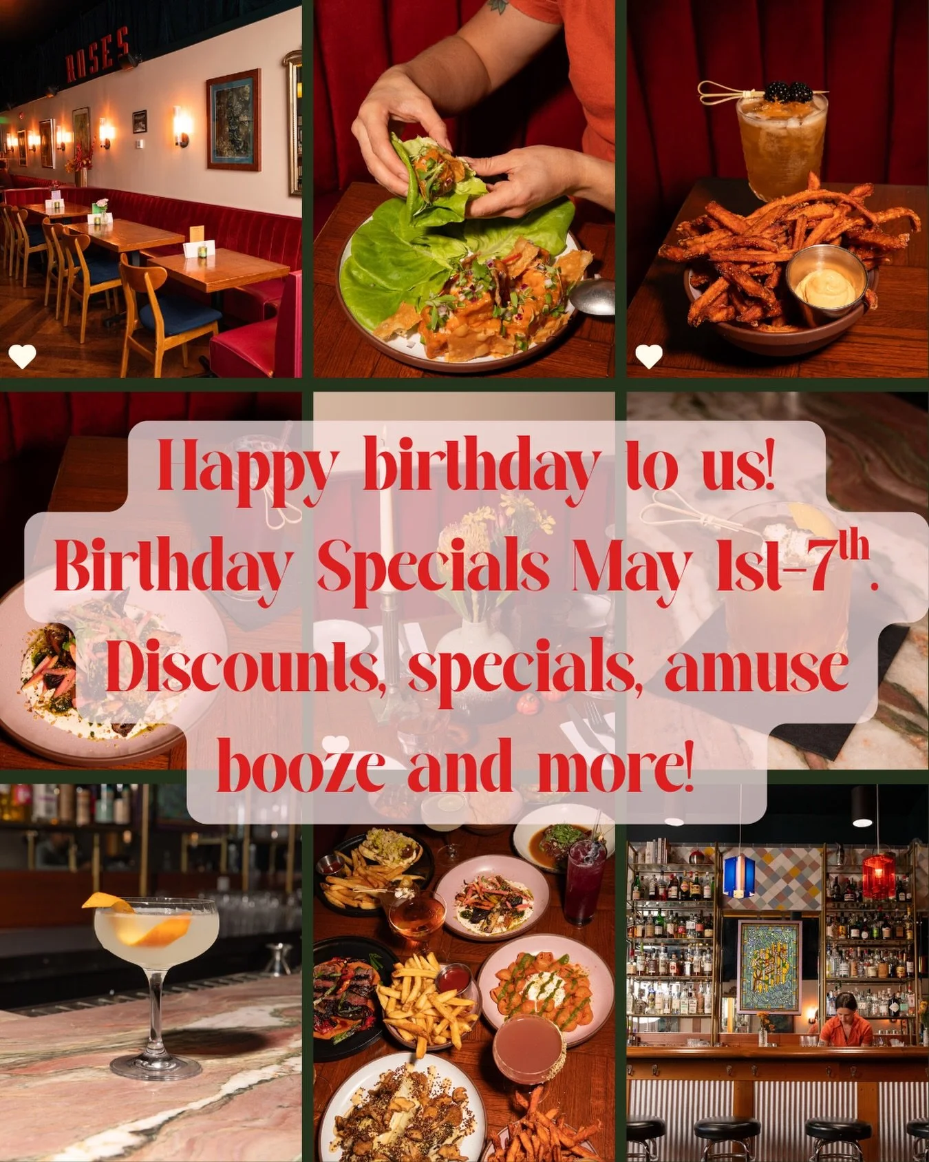 We&rsquo;re celebrating all month! Specials and discounts all week. So incredibly grateful for our neighbors, regulars and everybody in between who has walked through our doors. Love you all 💕💕💕
