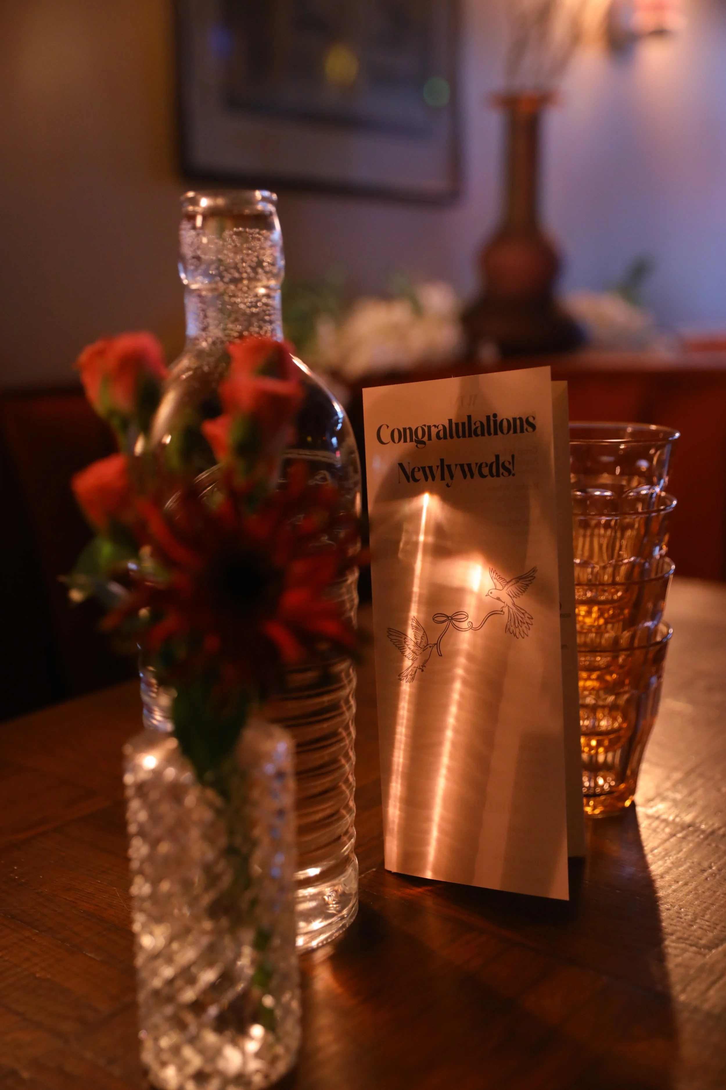 flowers on  a table