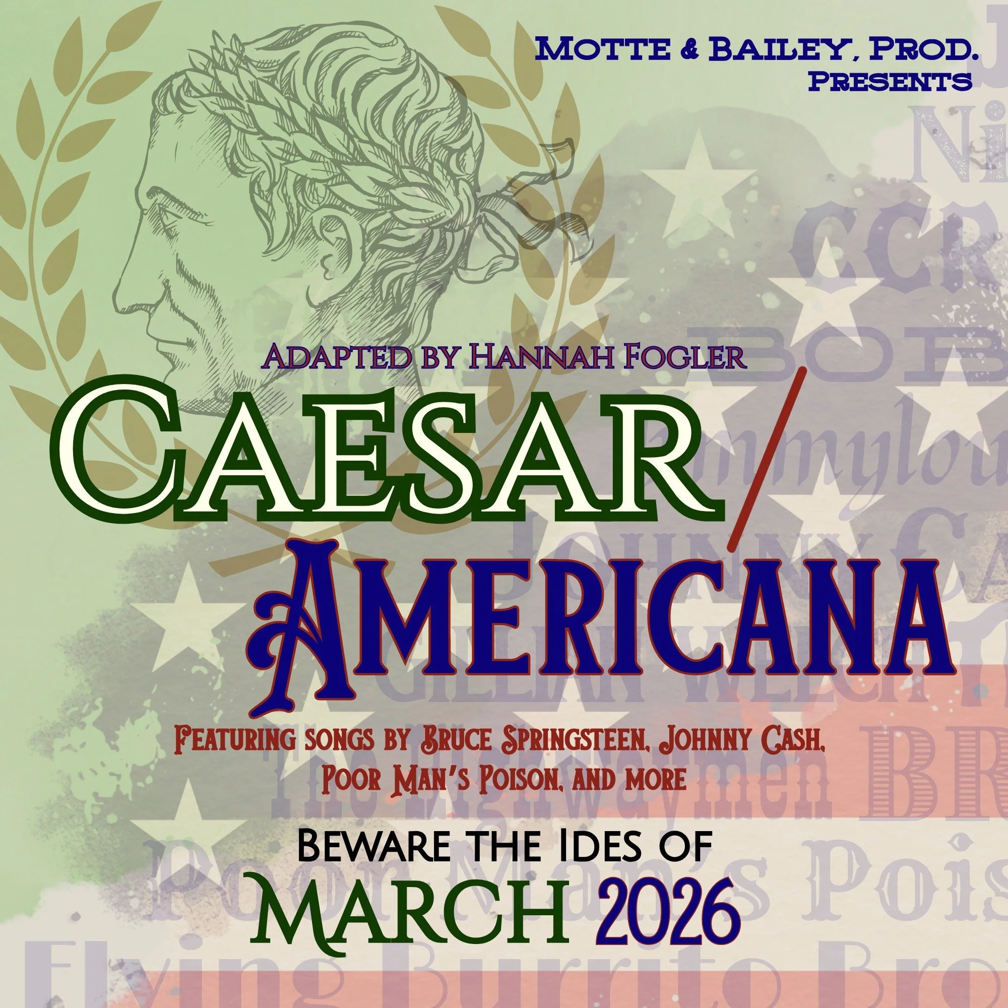 Cry Havoc! And let slip the dogs of war! Our next major project is on sale and headed your way this March! Check out all the info on Hannah Fogler's next musical Shakespeare adaptation: Caesar / Americana featuring songs by Bruce Springsteen, Johnny 