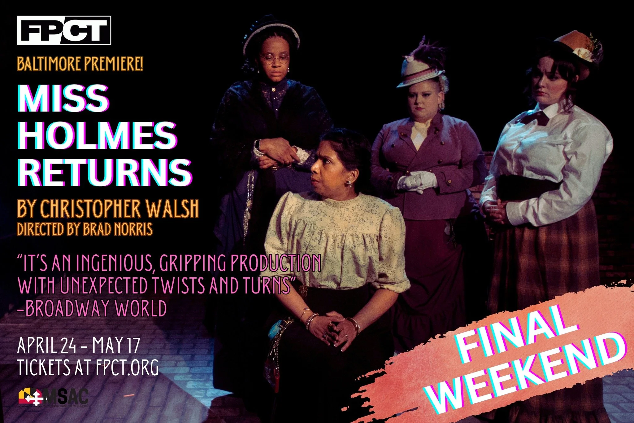 Closing this weekend!!! Do Not Miss It!!!! Grab your tickets and bring your whole damn family. This one has more twists and turns than a shoddily assembled wooden rollercoaster! It's worth every second of the ride! www.fpct.org to get your tickets fo