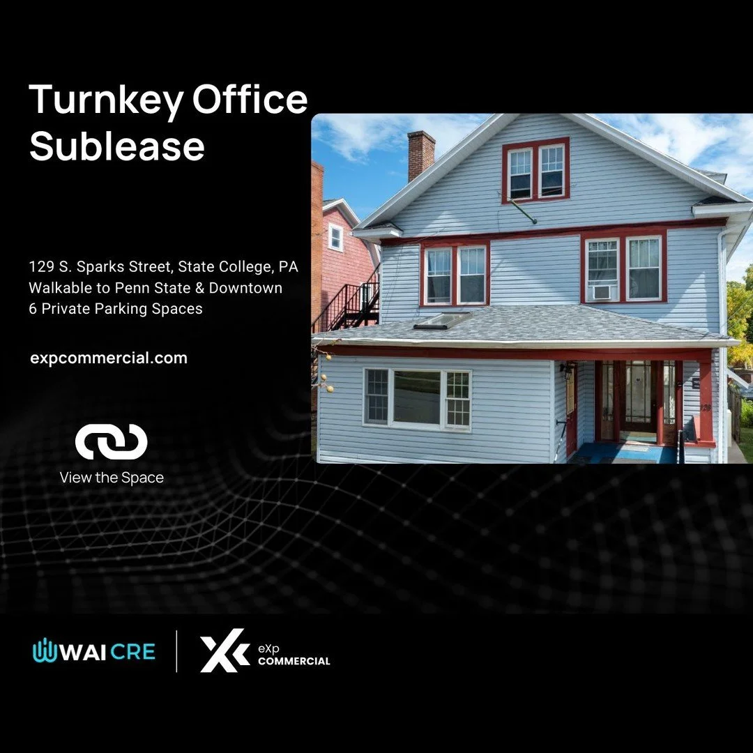 🏢 Turnkey Office Sublease &ndash; Downtown State College
1,940 SF | 2 floors | 6 surface parking spaces
Just steps from PSU + walkable to downtown.
Ideal for professional users needing flexible space.
📍 129 S. Sparks St, State College, PA
🔗 View t