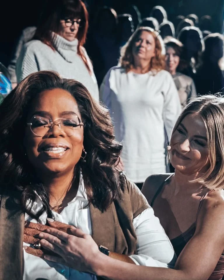 Julianne Hough and Oprah during Oprah's 2020 Vision Tour.