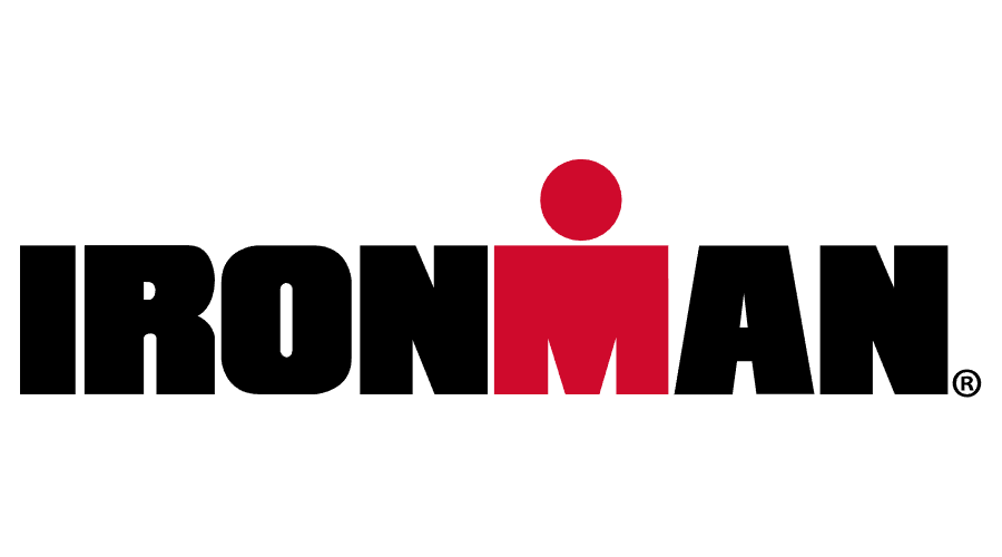Ironman logo with the letter M stylized as a red dot and red figure