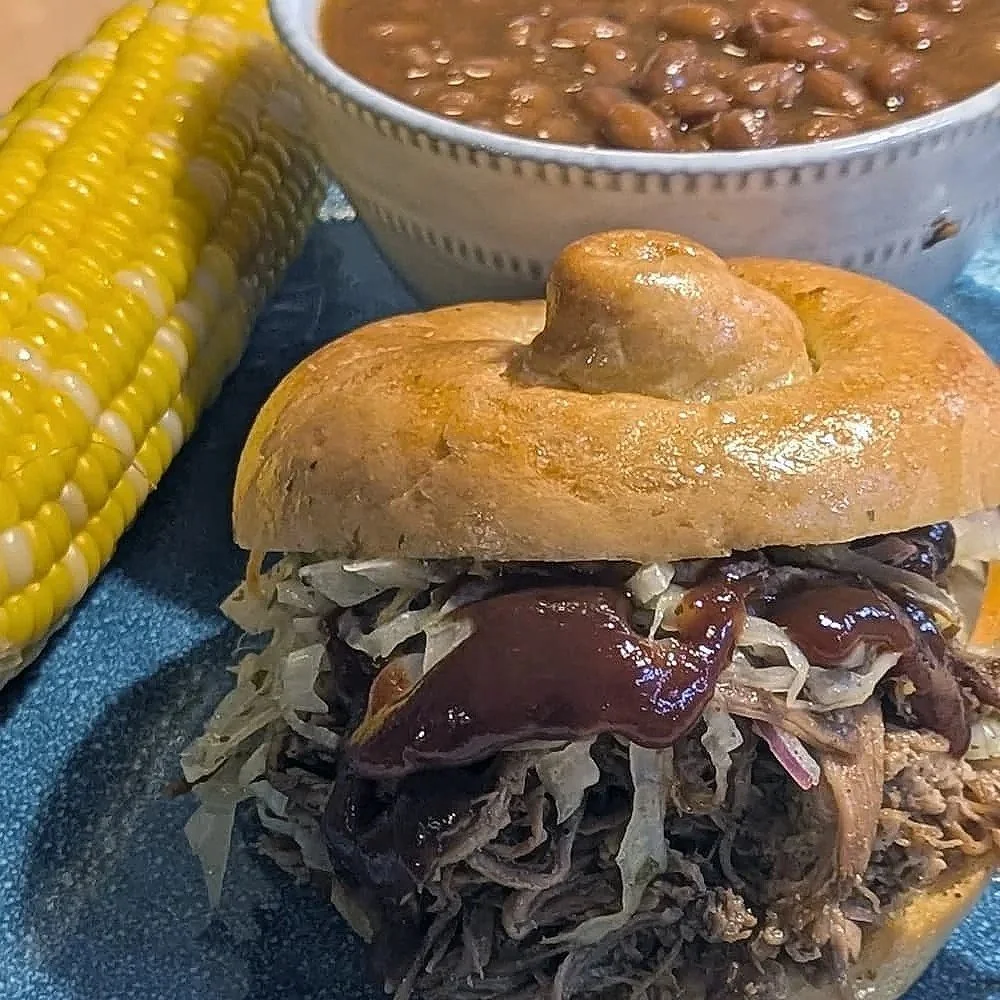 slow cooker pulled pork shredded and seasoned with hogtown original organic pesticide-free bbq rub