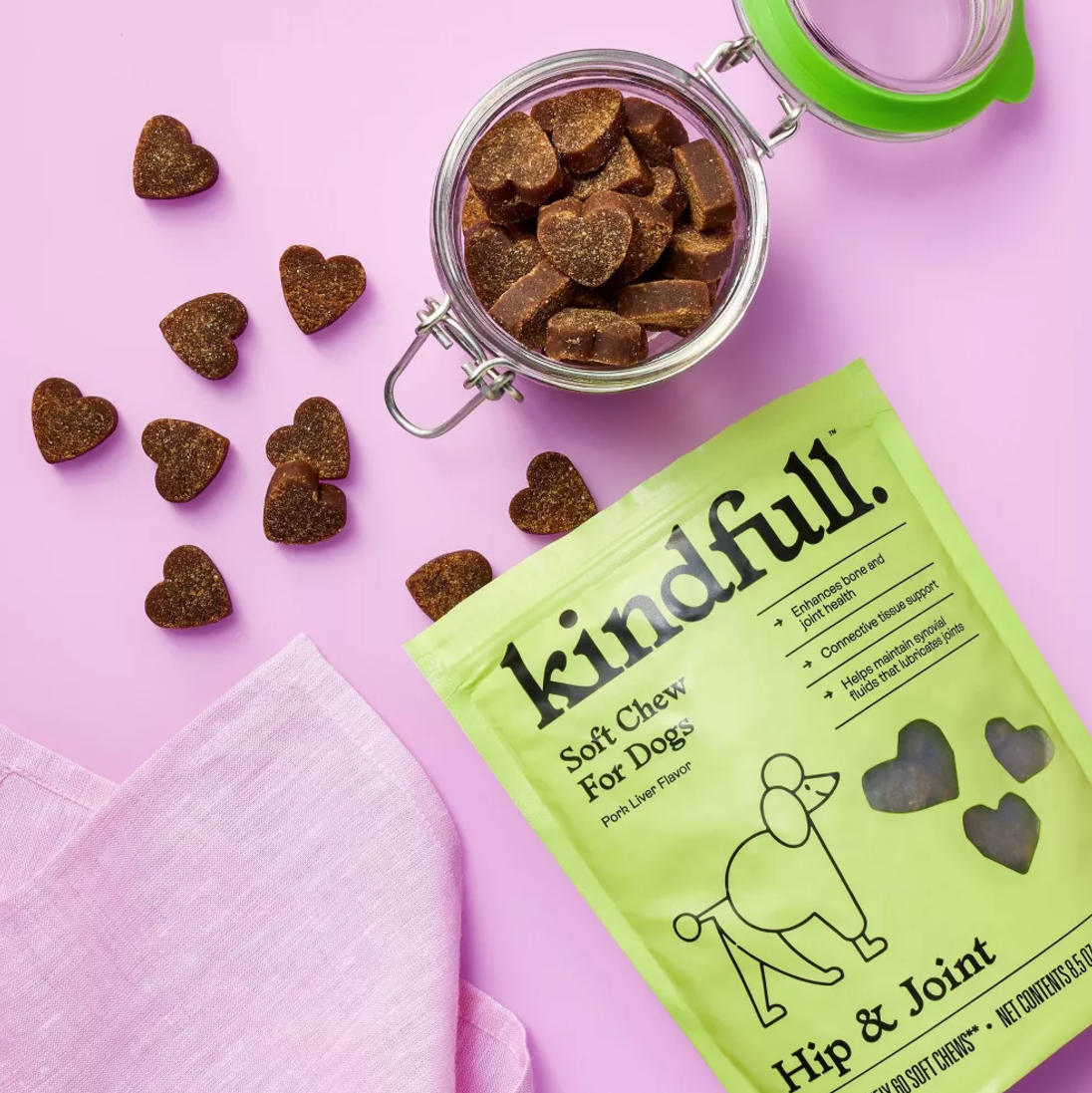 Hip & Joint Soft Chews for Dogs - Pork Flavor - 60ct - Kindfull™