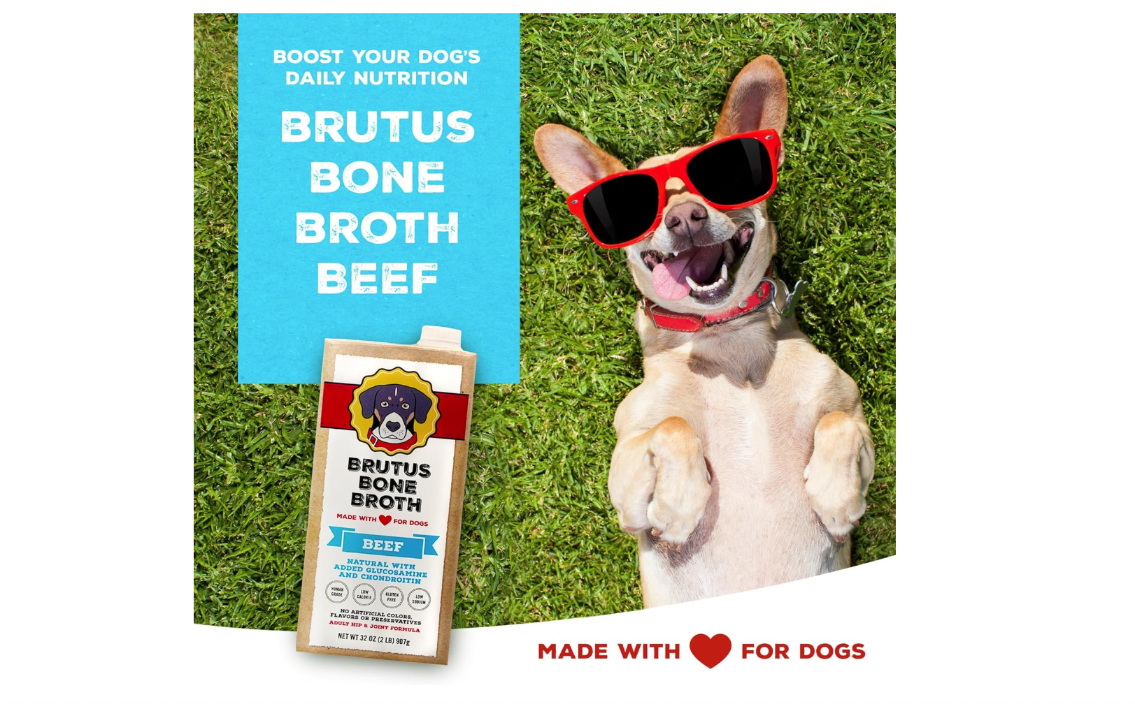 Brutus Beef Bone Broth for Dogs and Cats - All Natural Dog Bone Broth