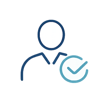 Illustration of a person with a checkmark badge.