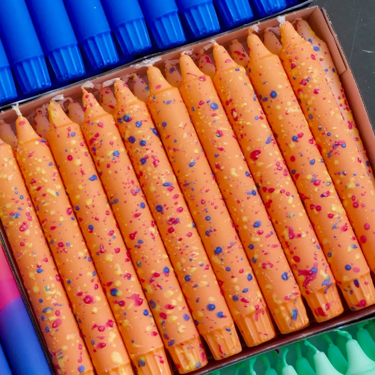 Orange Confetti Taper Candle