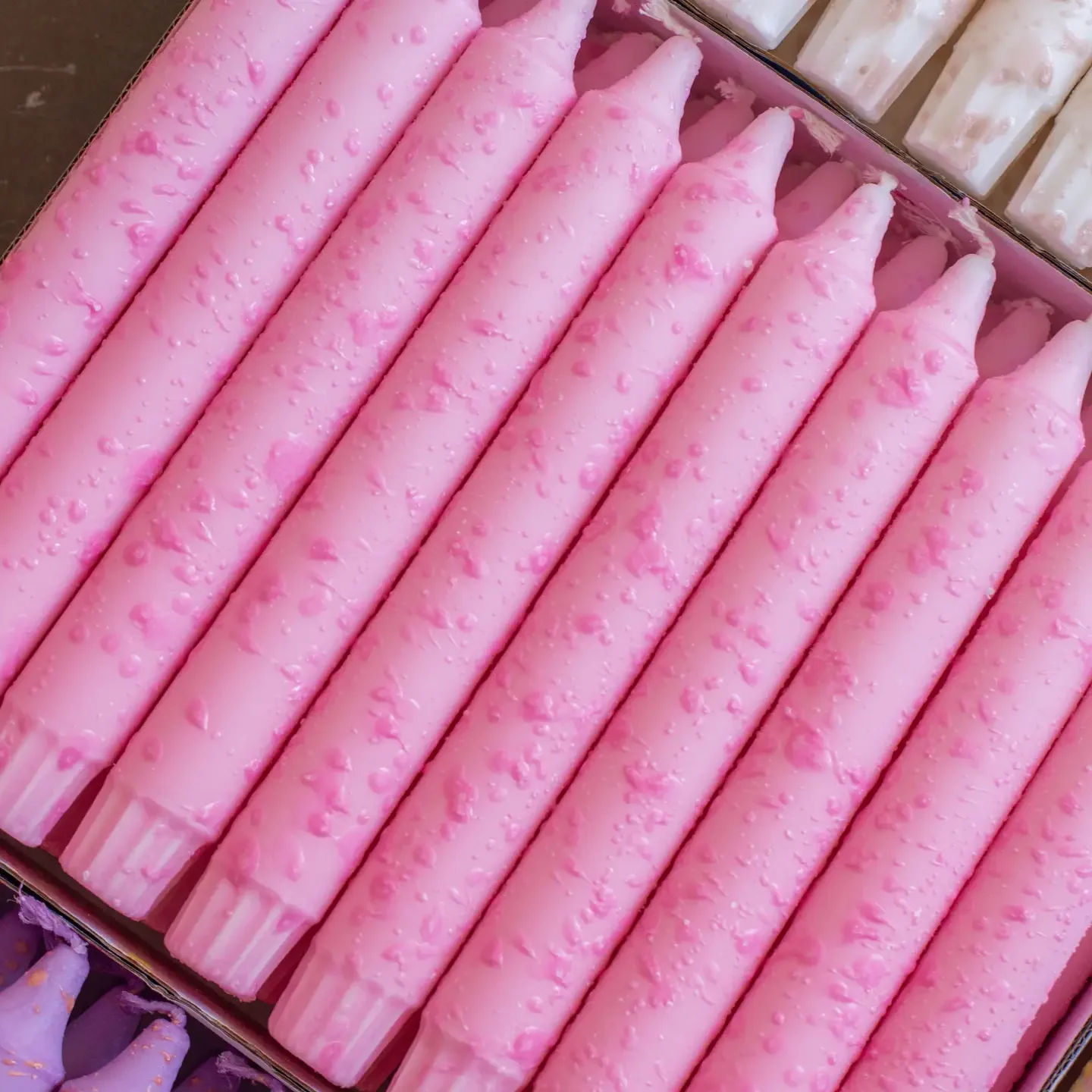 Pink Confetti Taper Candle