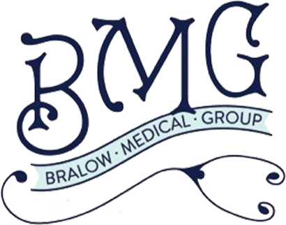 Logo for Bralow Medical Group featuring stylized text and decorative elements.