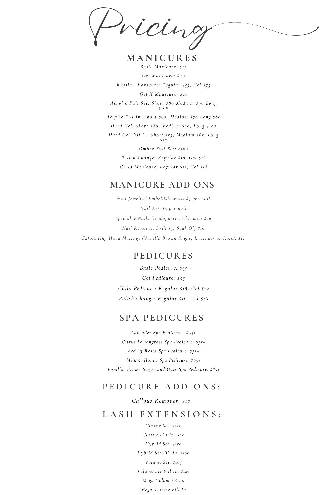 Pricing Prive Nail Bar Pricing prive nail bar
