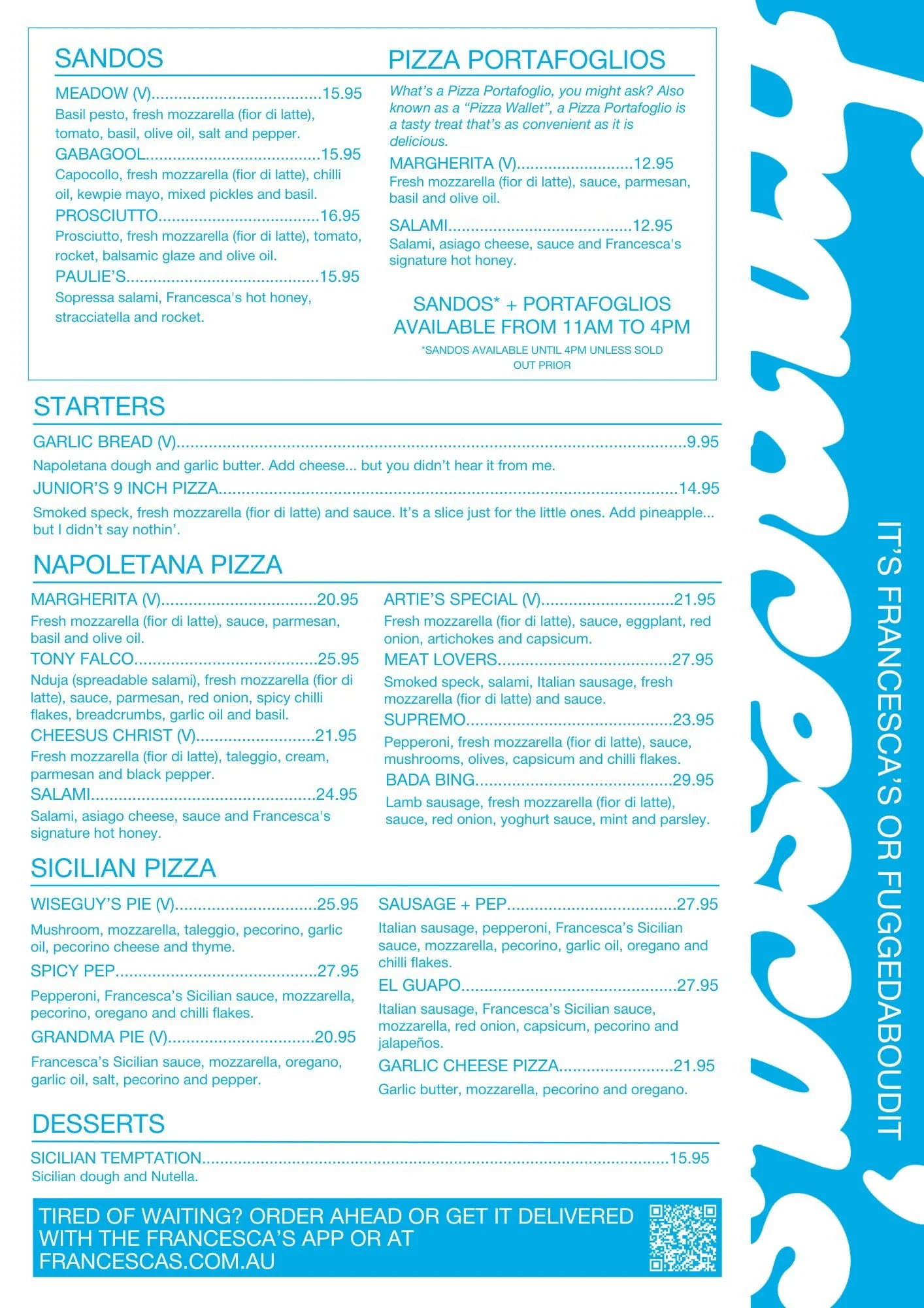 Francesca's Pizza + Sandos I Best Pizza In Adelaide