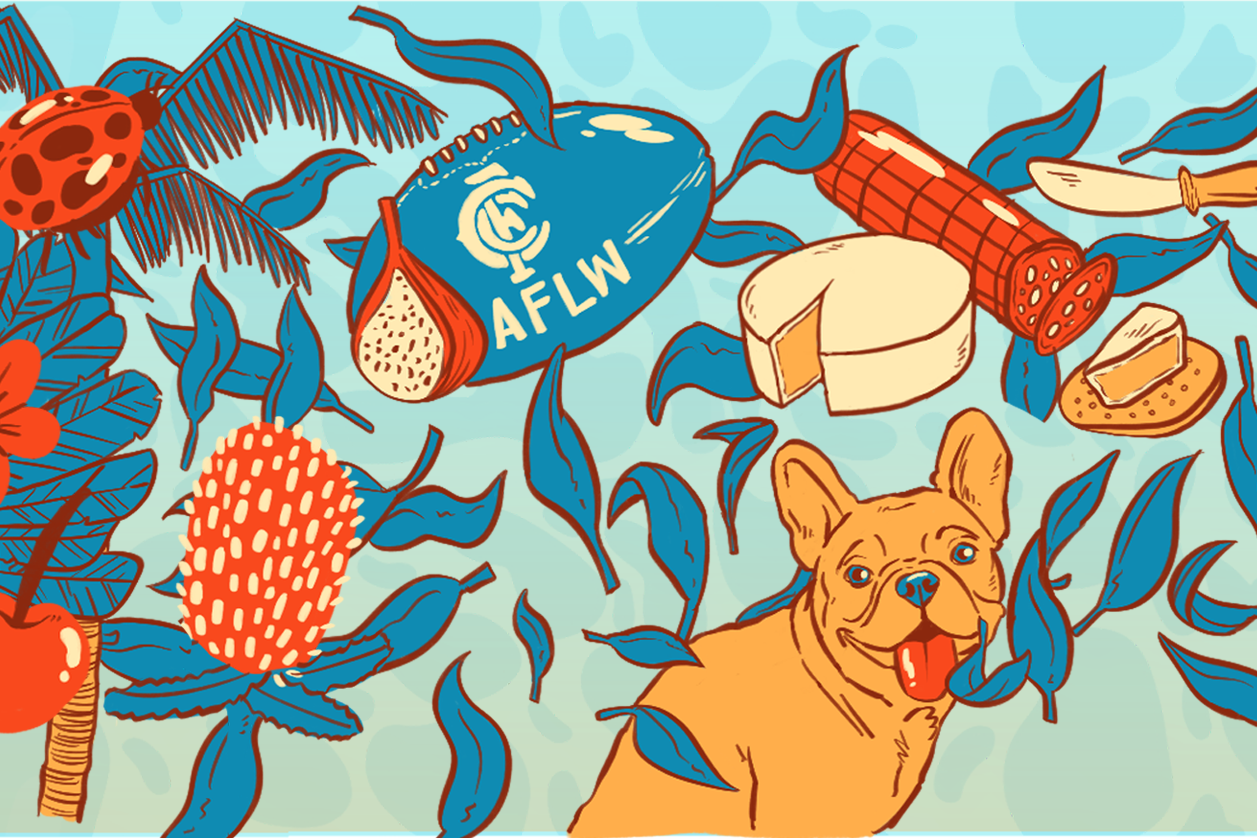 Coles Coorparoo mural by Jimmy Patch with Jacky Winter (AFLW detail)