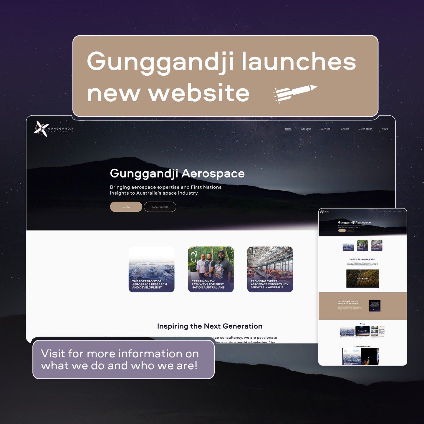 Gunggandji Aerospace is blasting off into the future with a new website! 

Explore our mission and join us on our journey to the stars! Bringing aerospace expertise and First Nations insights to Australia&rsquo;s space industry.

Website link in our 