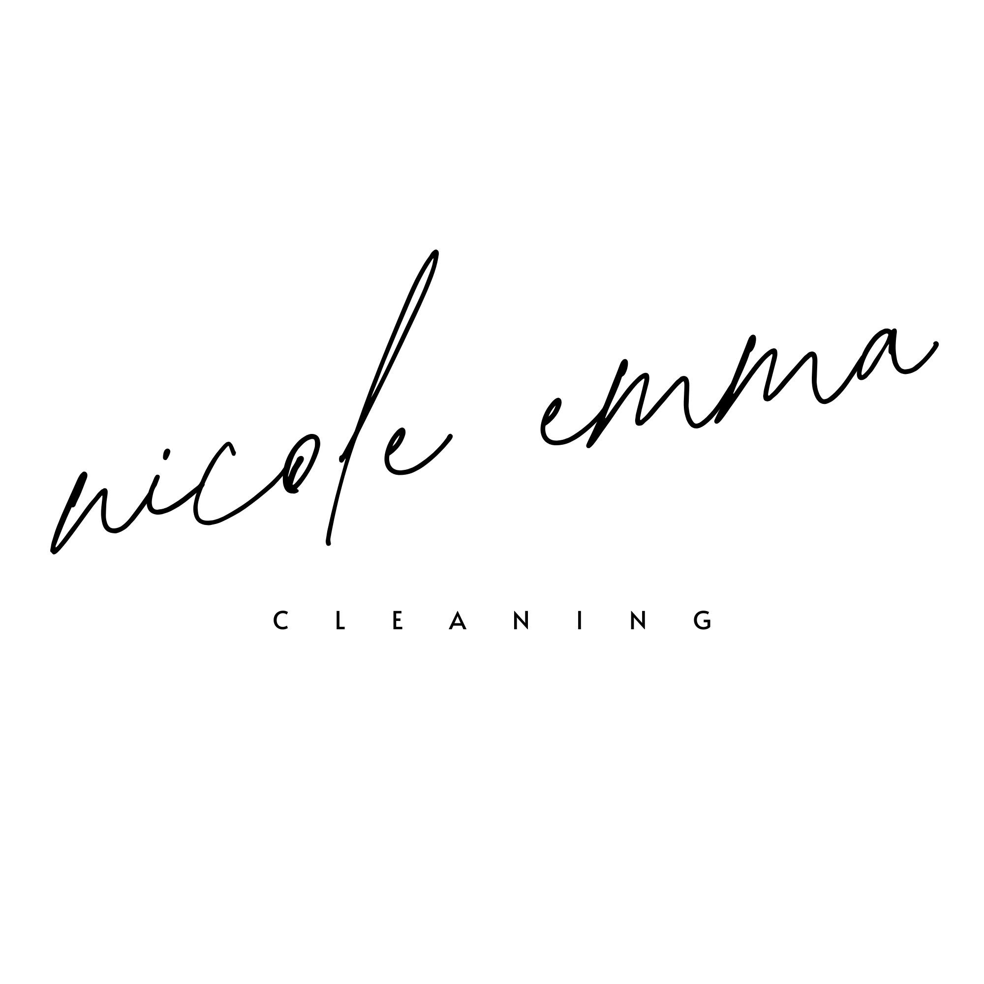 Black cursive text saying "hide for" and small block letters spelling "CLEANING" on a white background.