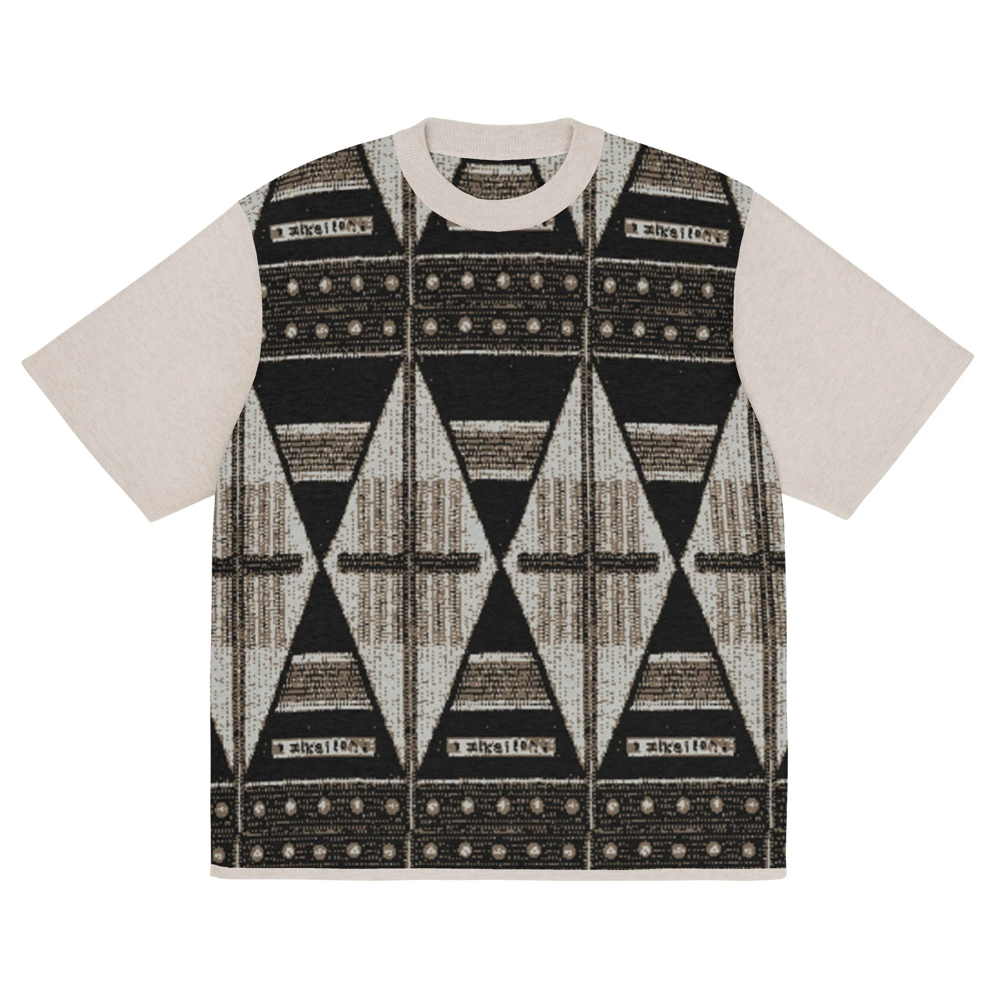 Black Cut Knitted Tee - Sand