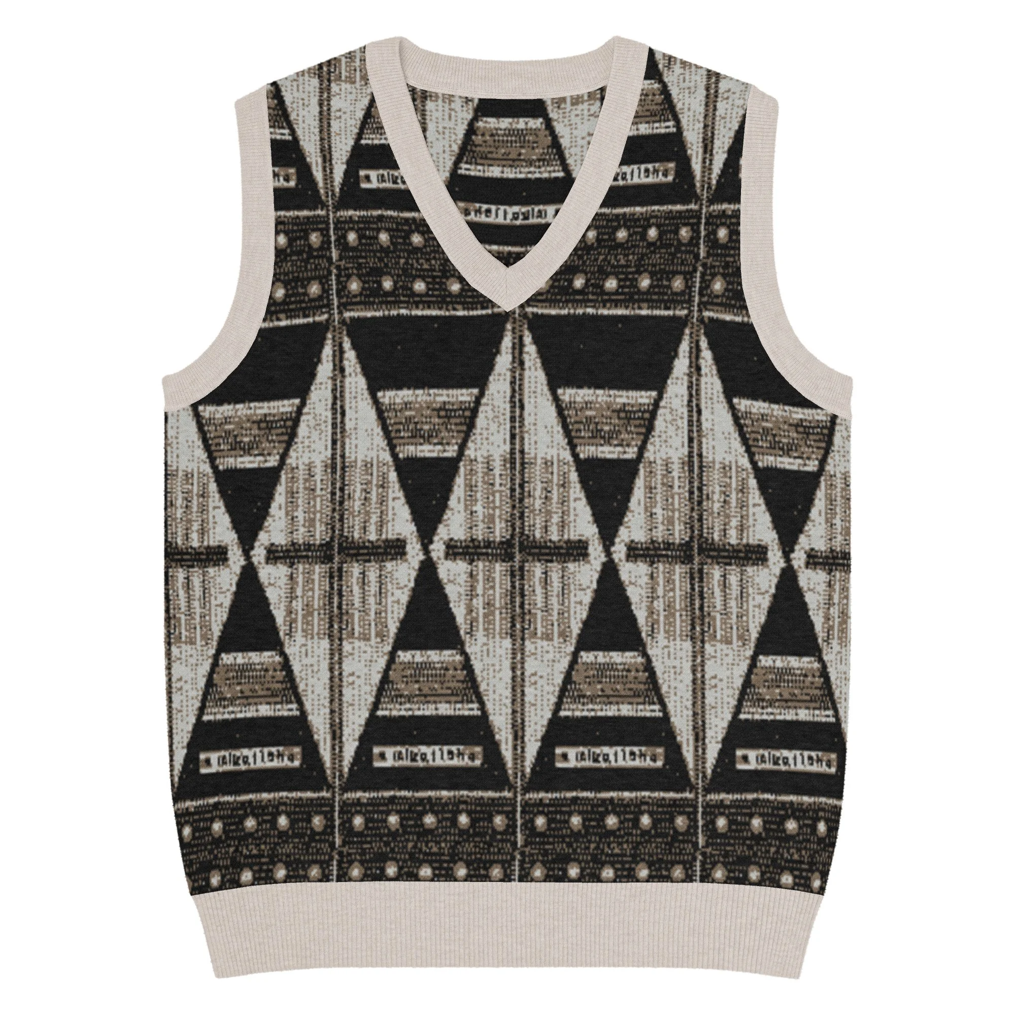 Black Cut Knit Vest - Sand