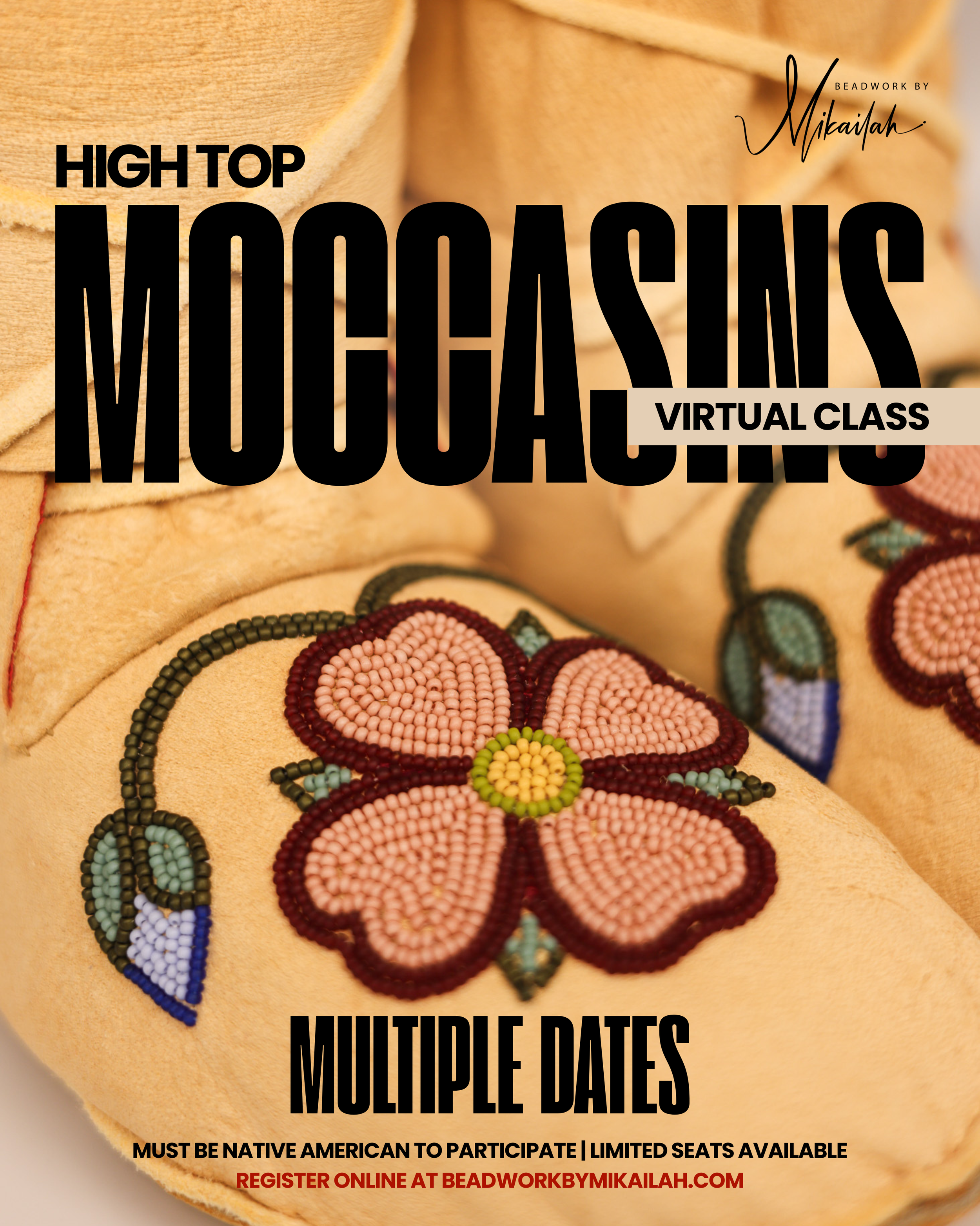 Virtual Beading Class: High Top Moccasins (Class Only)