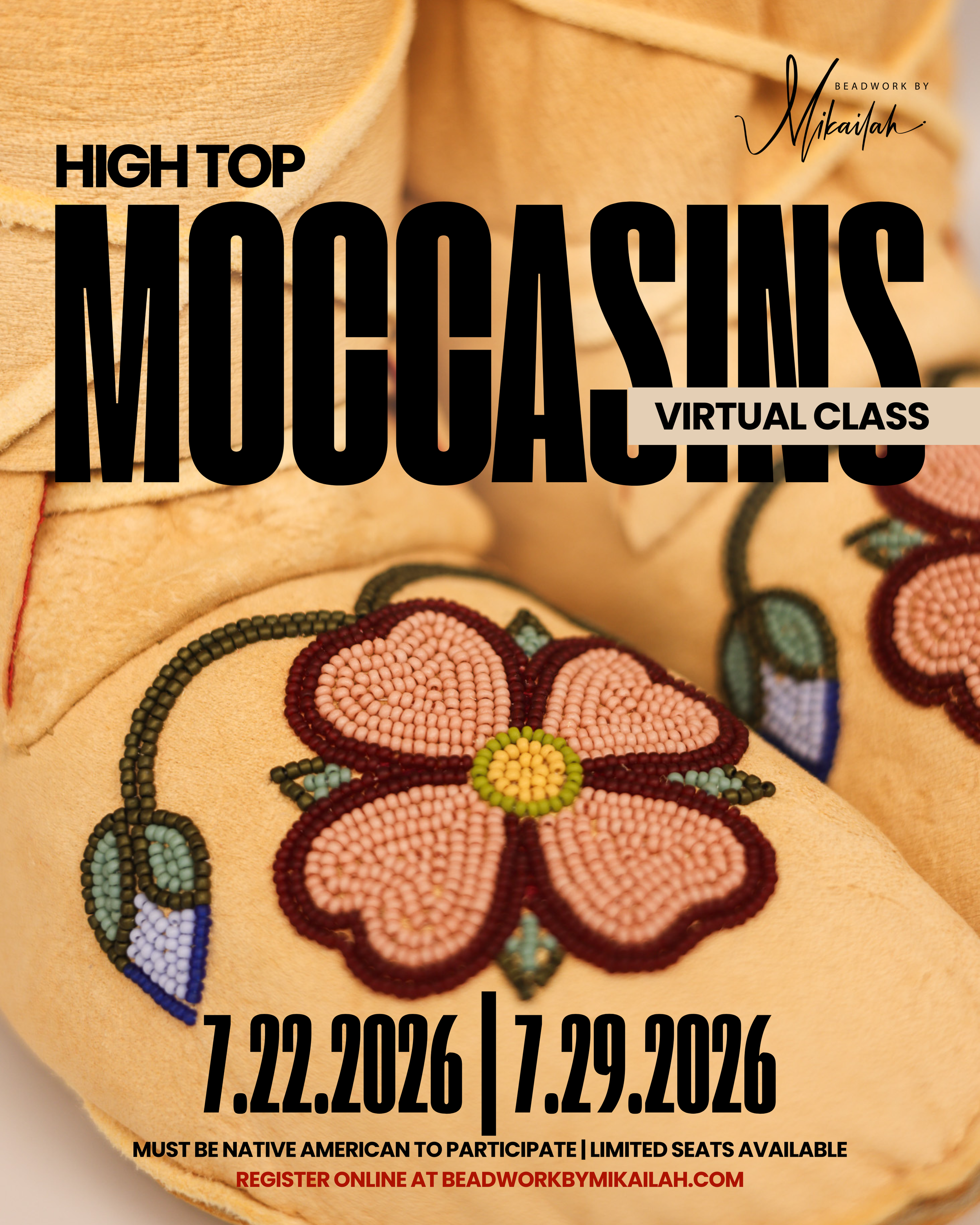 Virtual Beading Class: High Top Moccasins (Class Only)