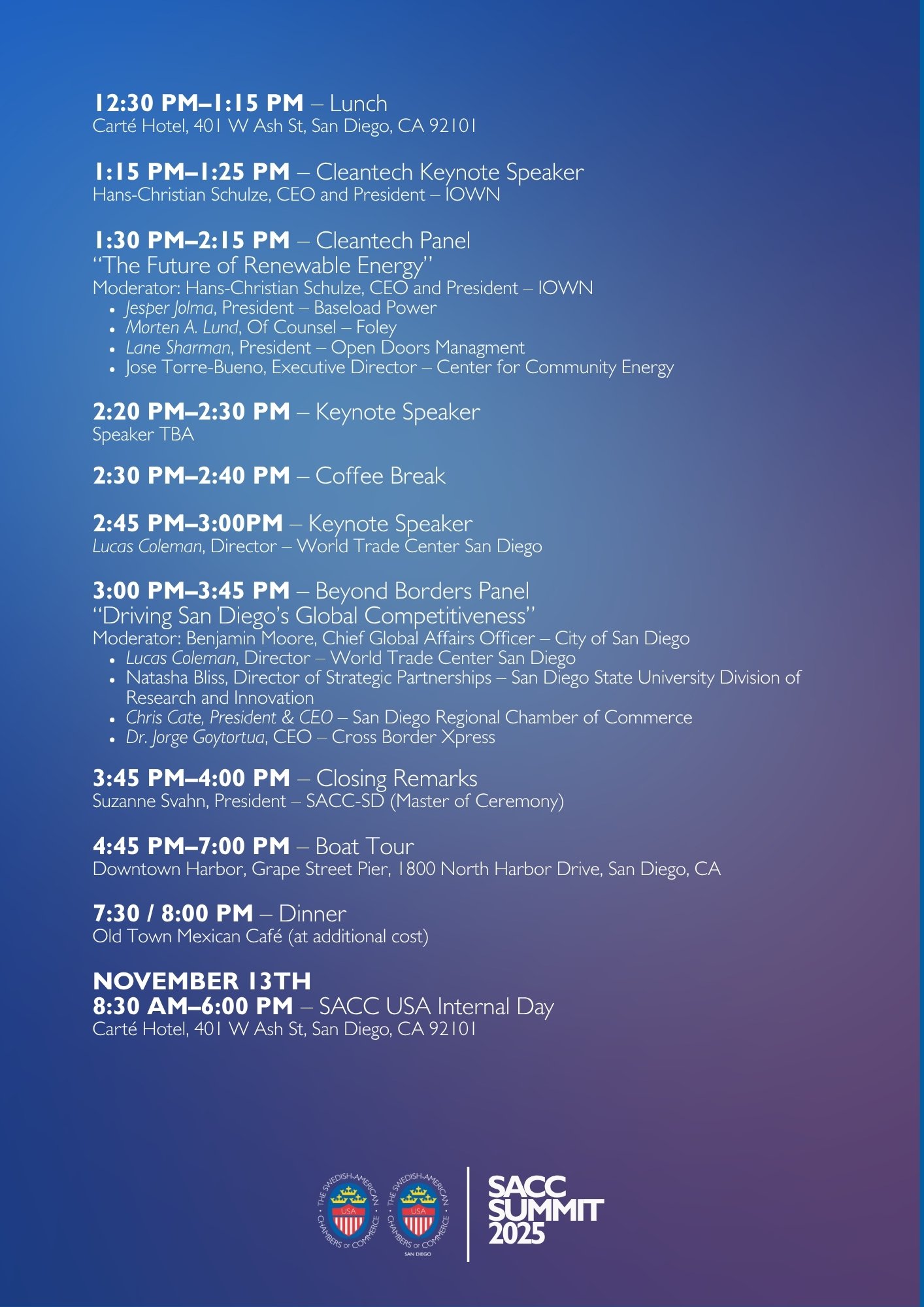 Summit Conference Program Summit 2025 | Join the Conversation Today! — SACC San Diego