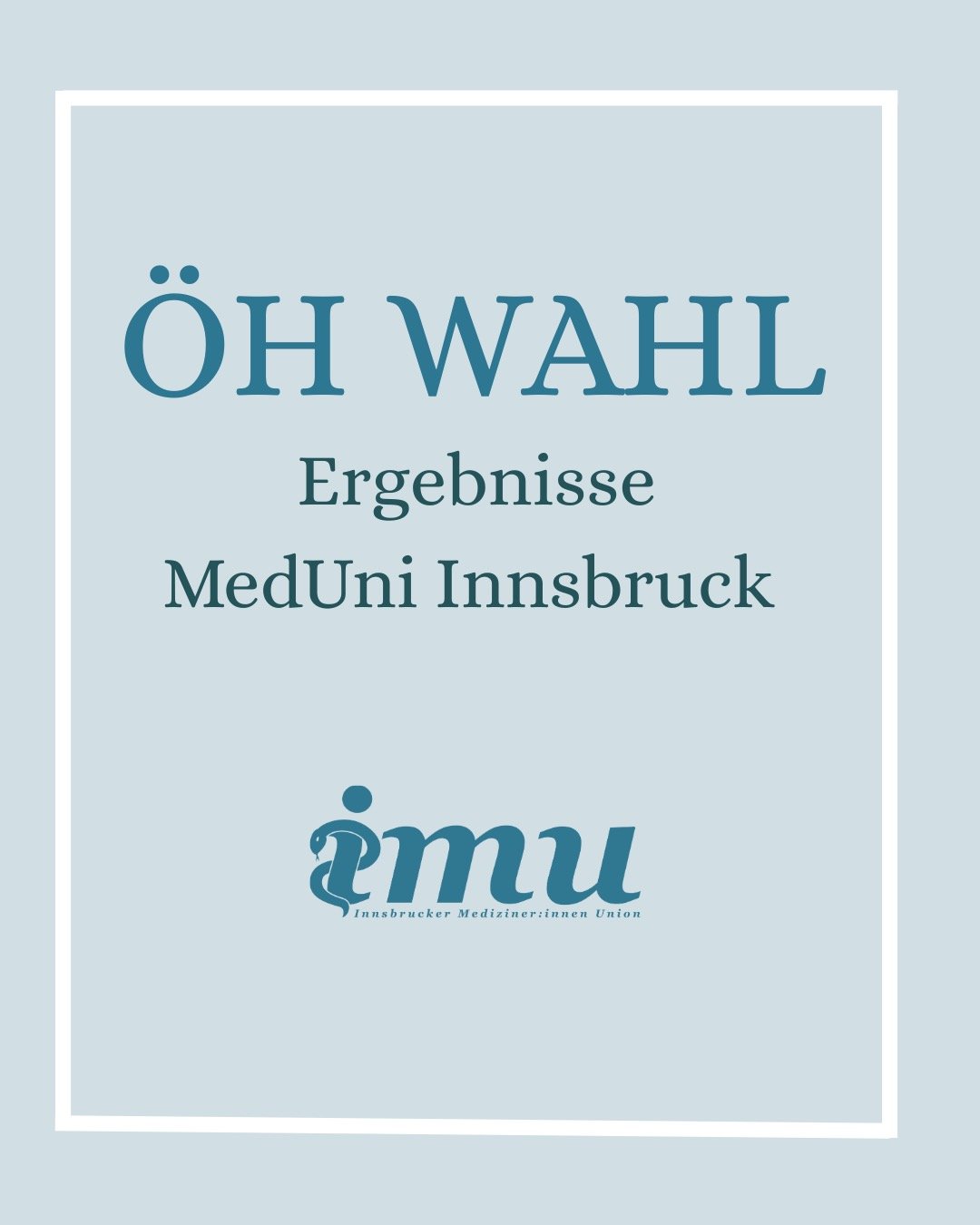 🗳 Ergebnisse &Ouml;H-Wahl 2025

Liebe Mitstudierende,
vielen lieben Dank an jede:n einzelne:n von euch, die uns ihre Stimme und ihr Vertrauen bei der &Ouml;H-Wahl 2025 gegeben haben. Als IMU k&ouml;nnten wir nicht gl&uuml;cklicher &uuml;ber dieses W