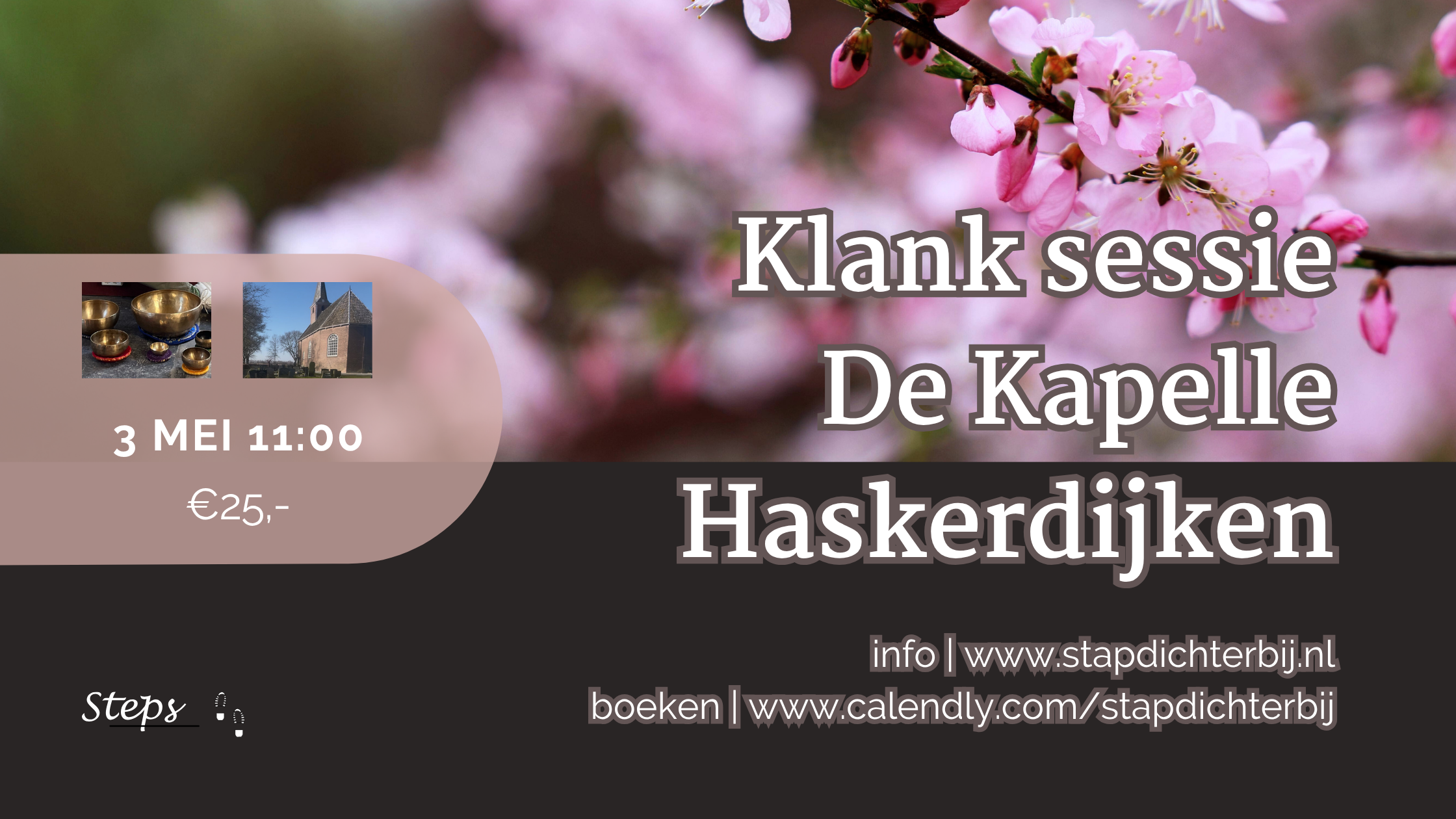 Klankschalen, bloesem, Kerk