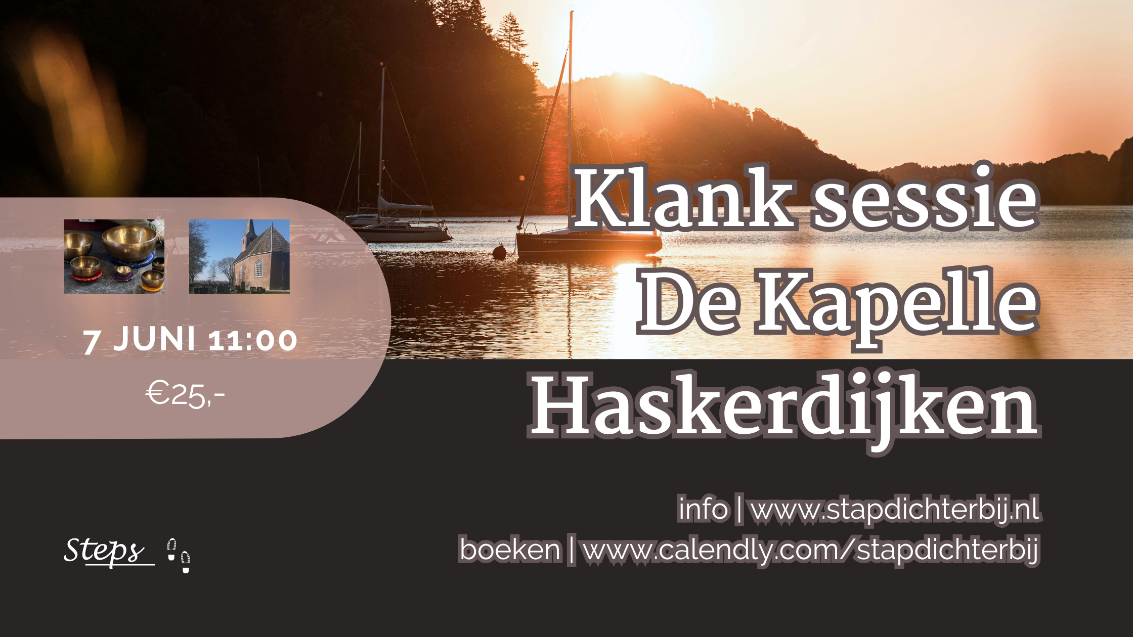 water, zeilboot, klankschalen, de kapelle