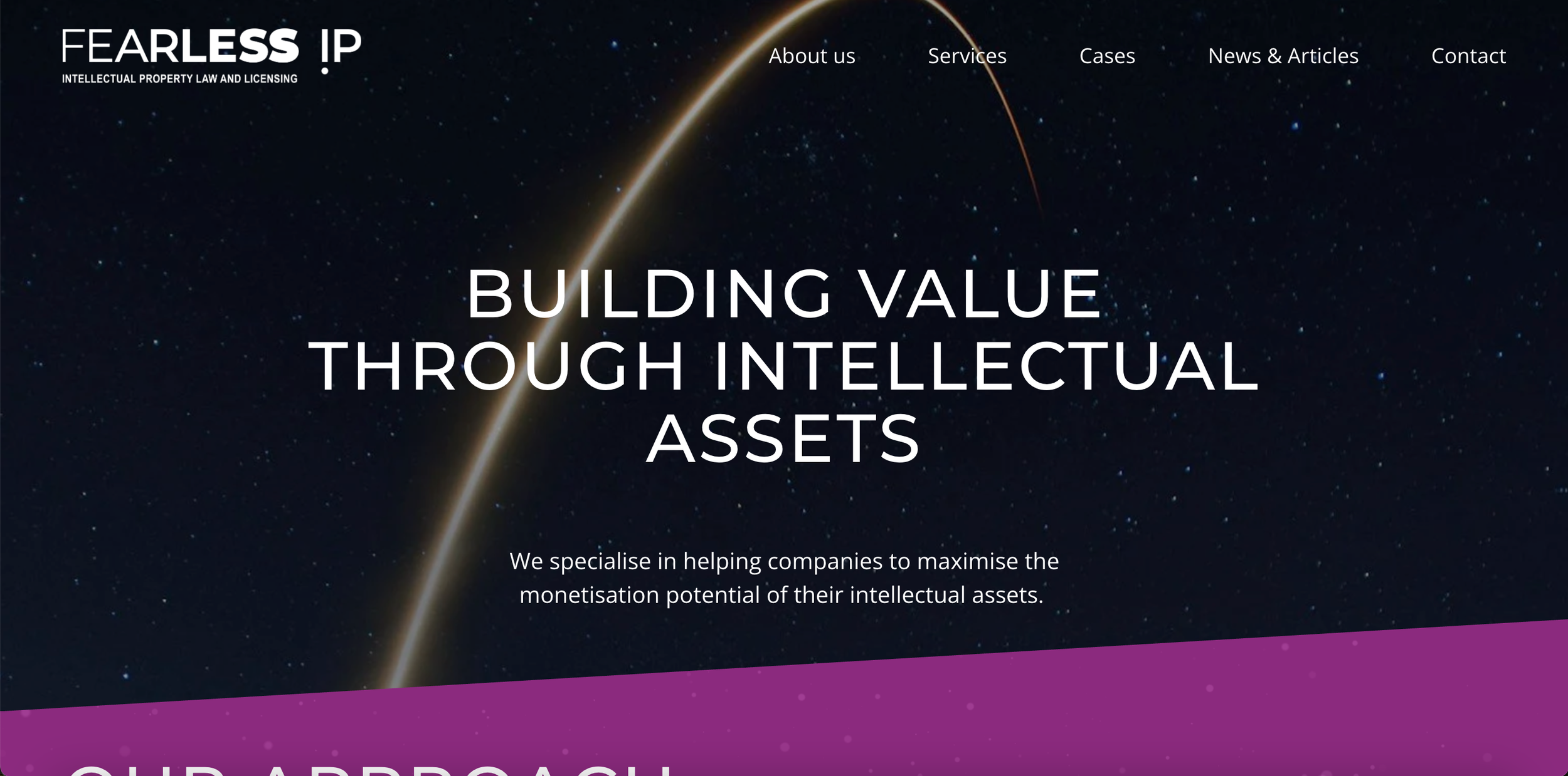 Fearless IP verkkosivut Squarespace