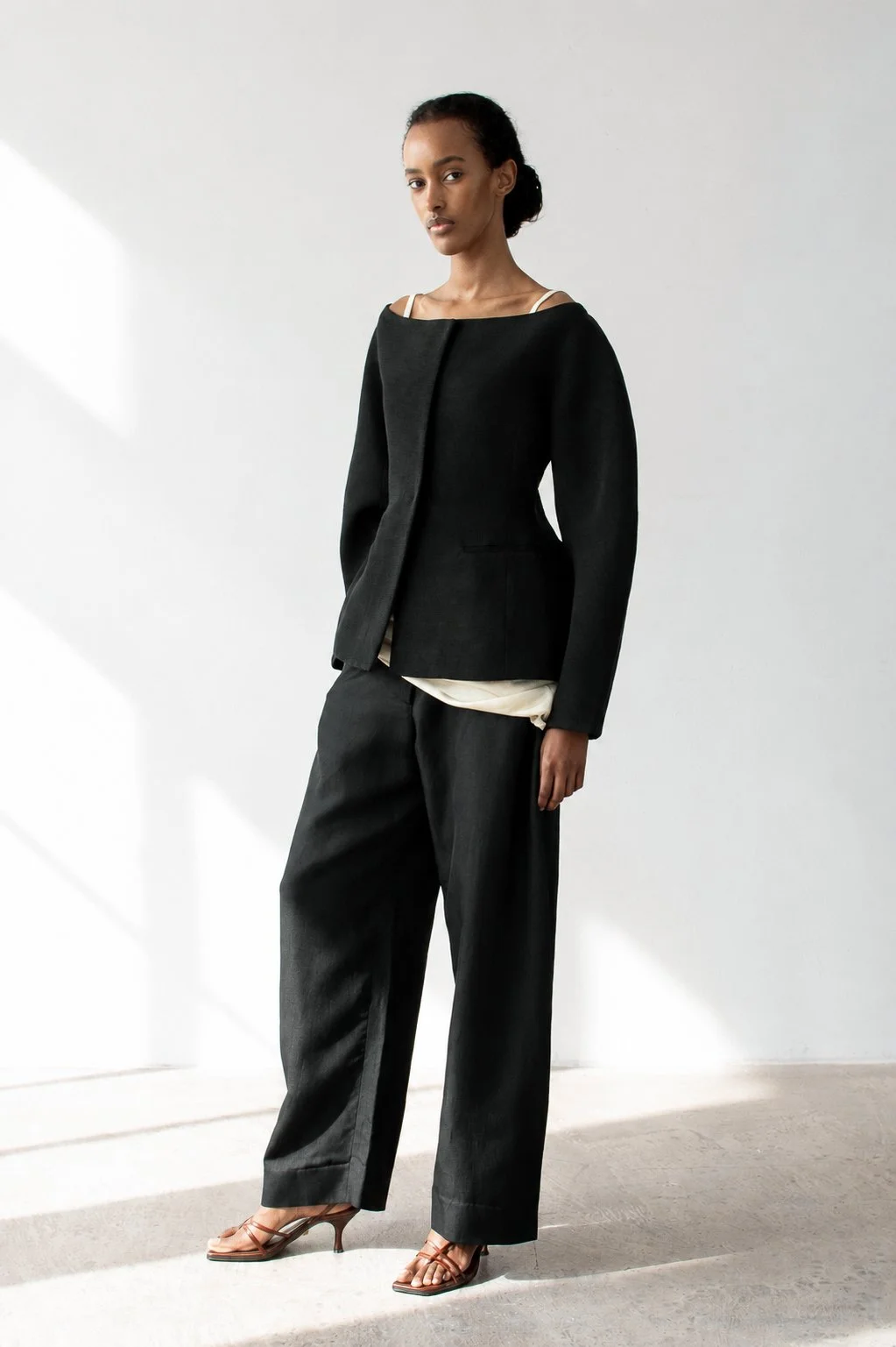Boat Neck Sculpted Jacket Black