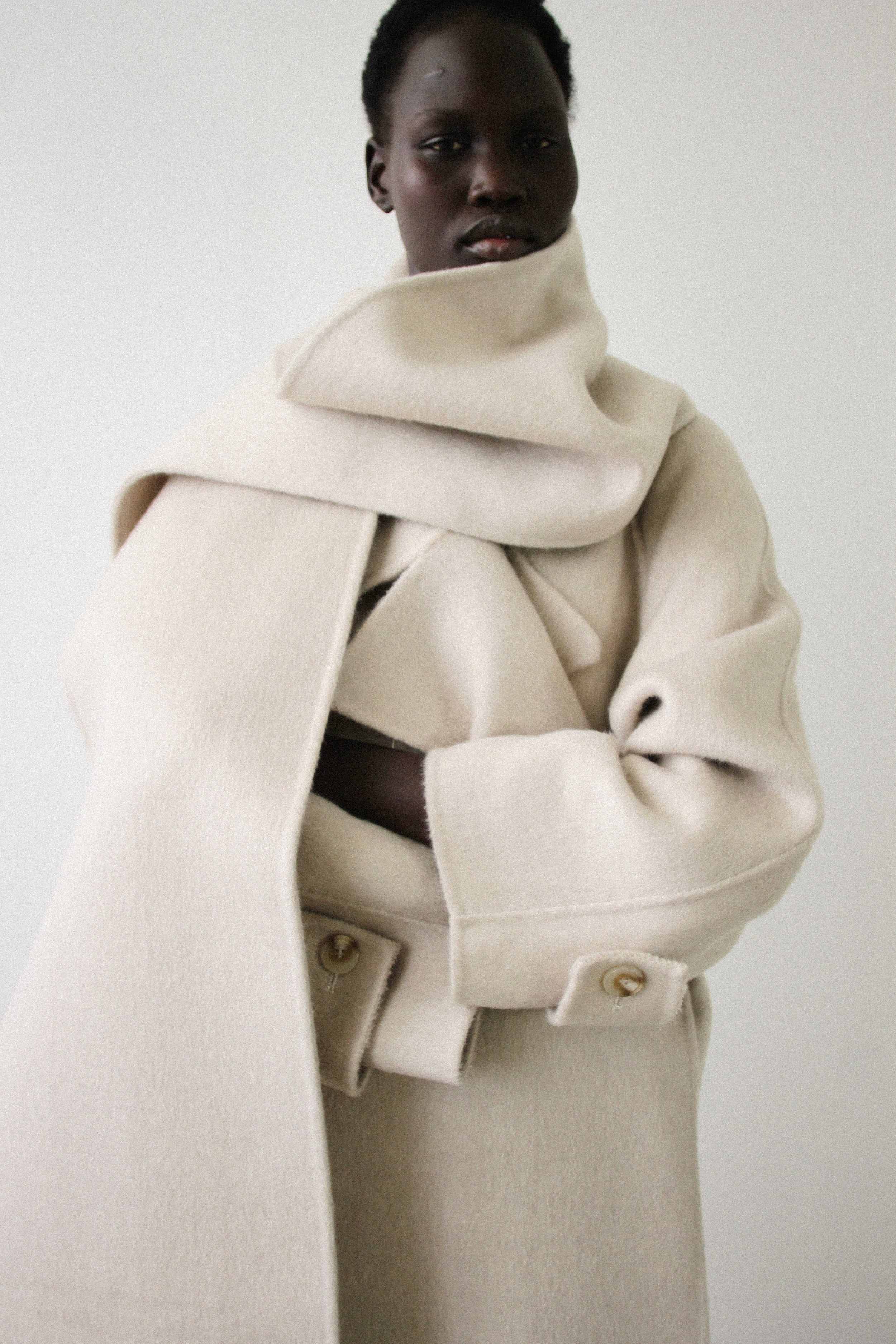 Doublè Wool Mohair Wrap Coat Irish Cream