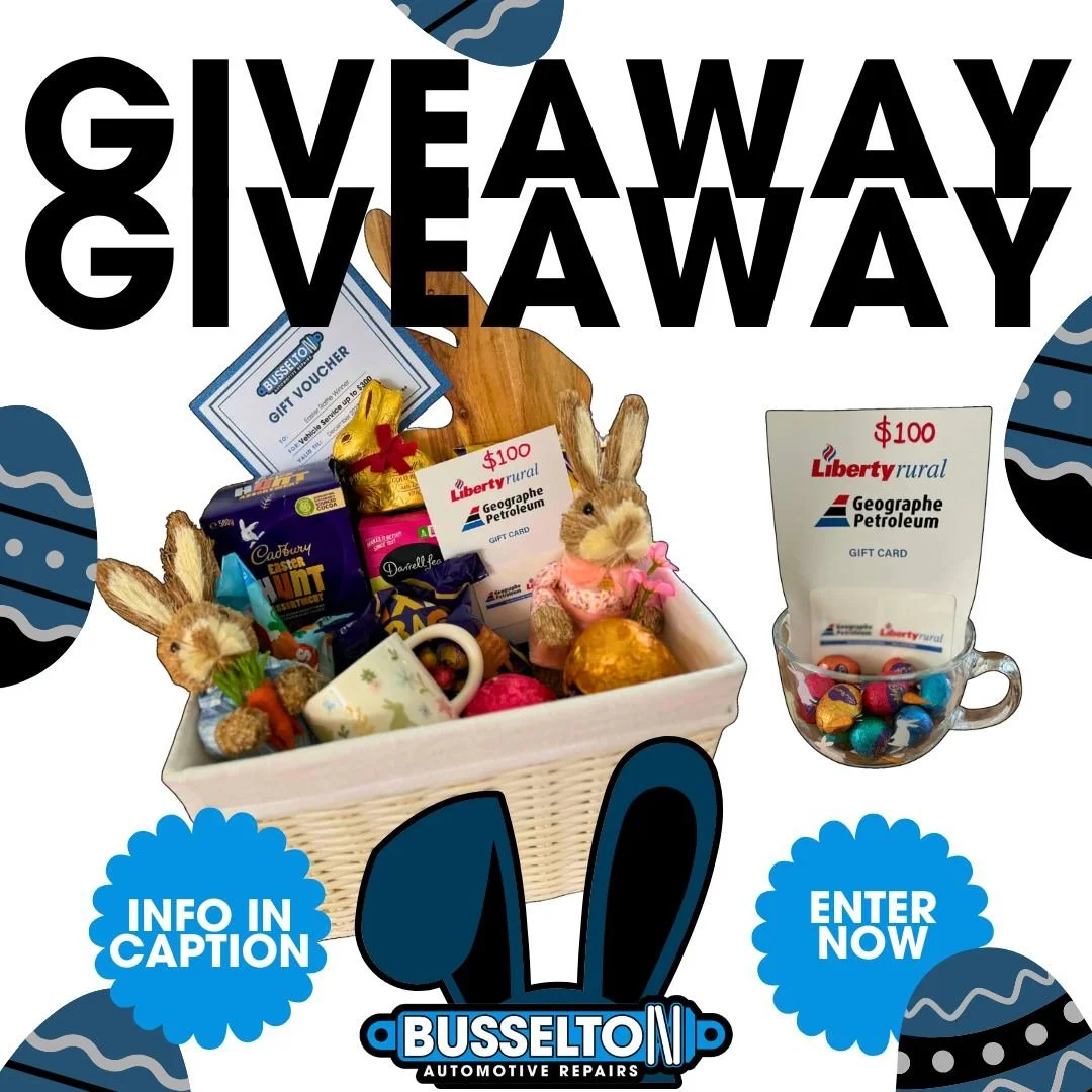 🐰 EASTER GIVEAWAY TIME! 🐣

We know things are a little hard for many at the moment, so we wanted to do a giveaway. (hence the fuel vouchers hehe)

1ST PRIZE
Easter basket full of goodies 
$100 fuel voucher 
$300 vehicle service voucher 
(Total valu