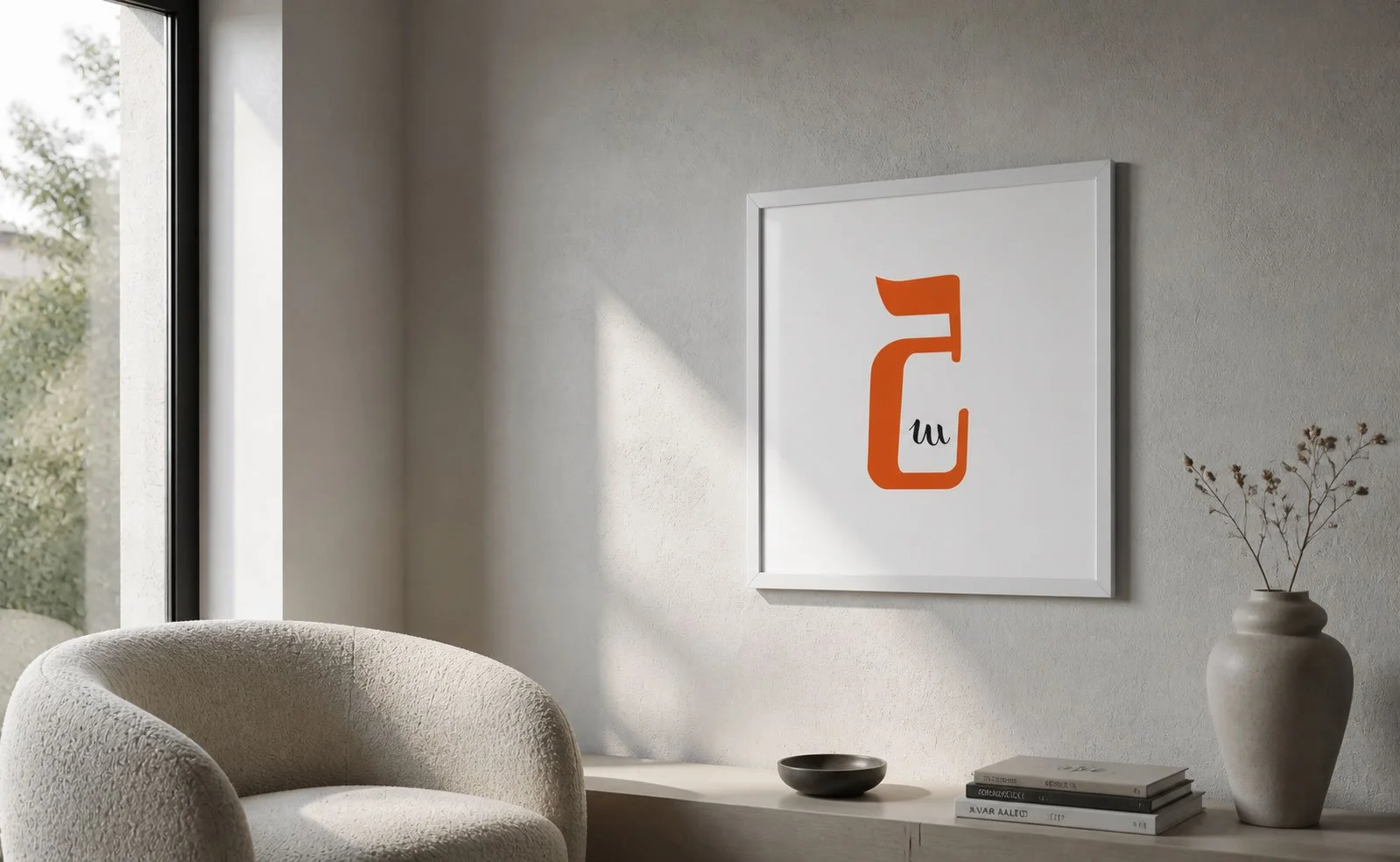 SHA — Gallery Framed A refined study in Armenian form: the bold Շ frames a soft handwritten ա, creating a quiet tension between structure and gesture. A minimal, contemporary glyph with cultural depth and sculptural presence.