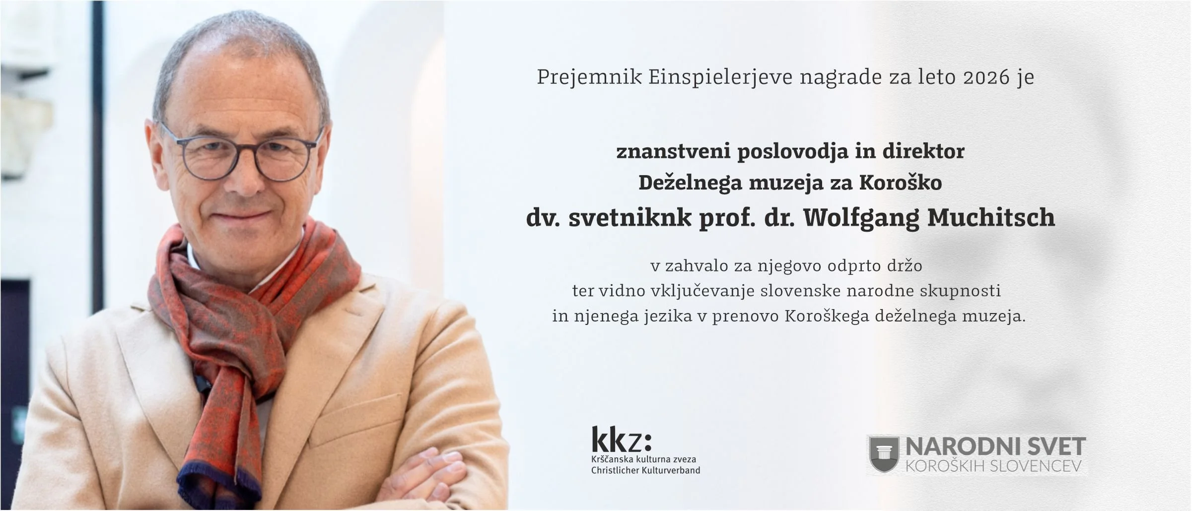 Wolfgang Muchitsch je prejemnik Einspielerjeve nagrade 2026 