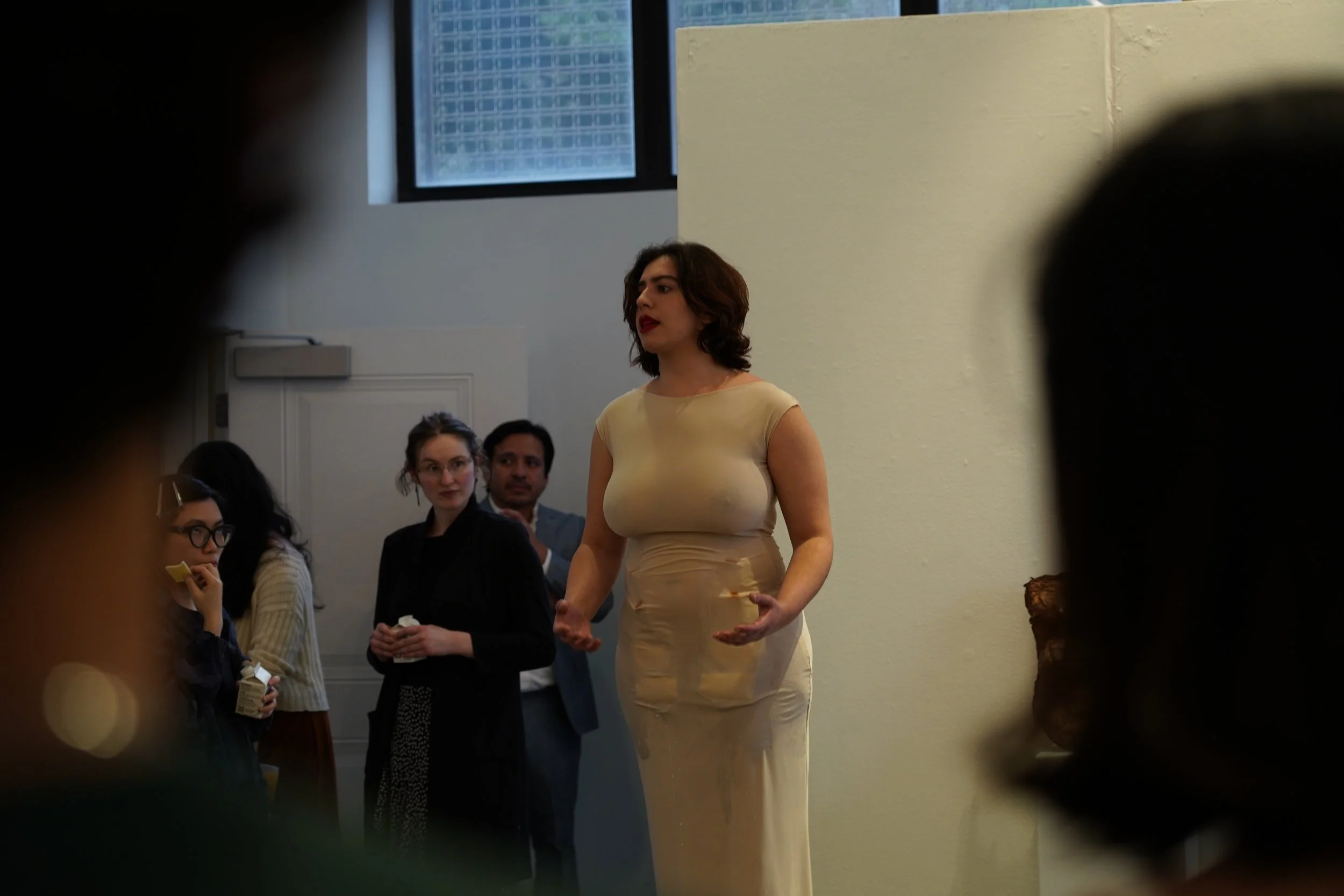 Second iteration of performance for Maggie Wei's "Welcome to the Milk Factory" show in spring of 2025. Photography by Sadeq Alkhoori.
