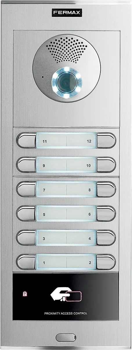 Til det primære Skyline-produktbillede ville jeg bruge: Fermax Skyline modulopbygget DUOX PLUS-dørstation med video, display og tastatur